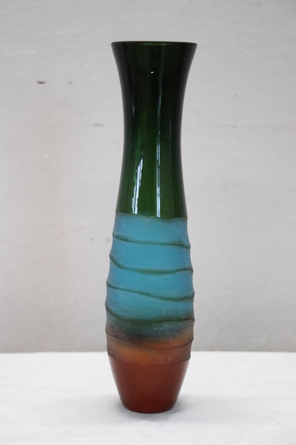 Magnifique vase en verre d'art multicolore Soliflores 
