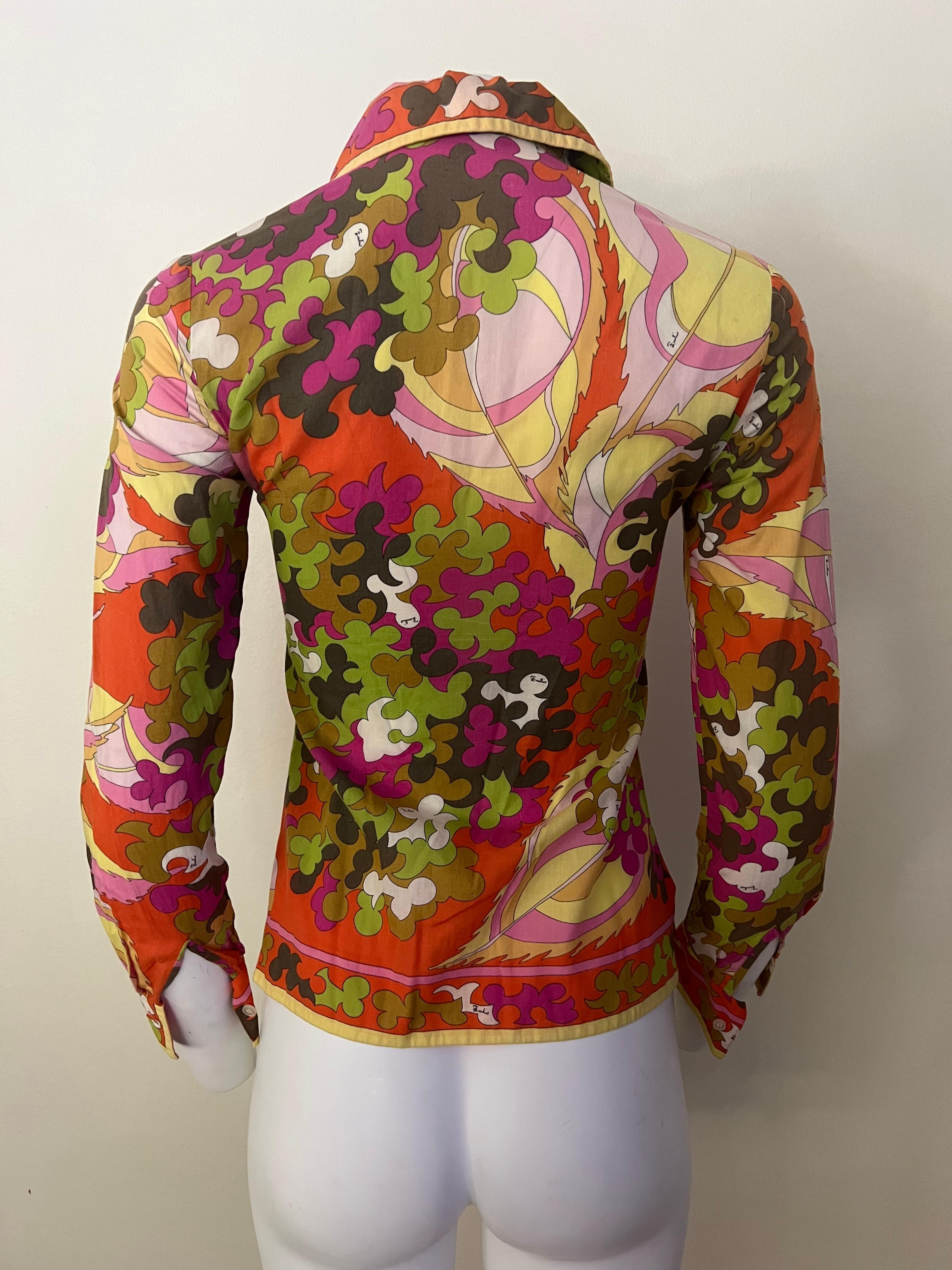 Vintage Multicolore Blouse Top Excellent état - En vente à Beverly Hills, CA