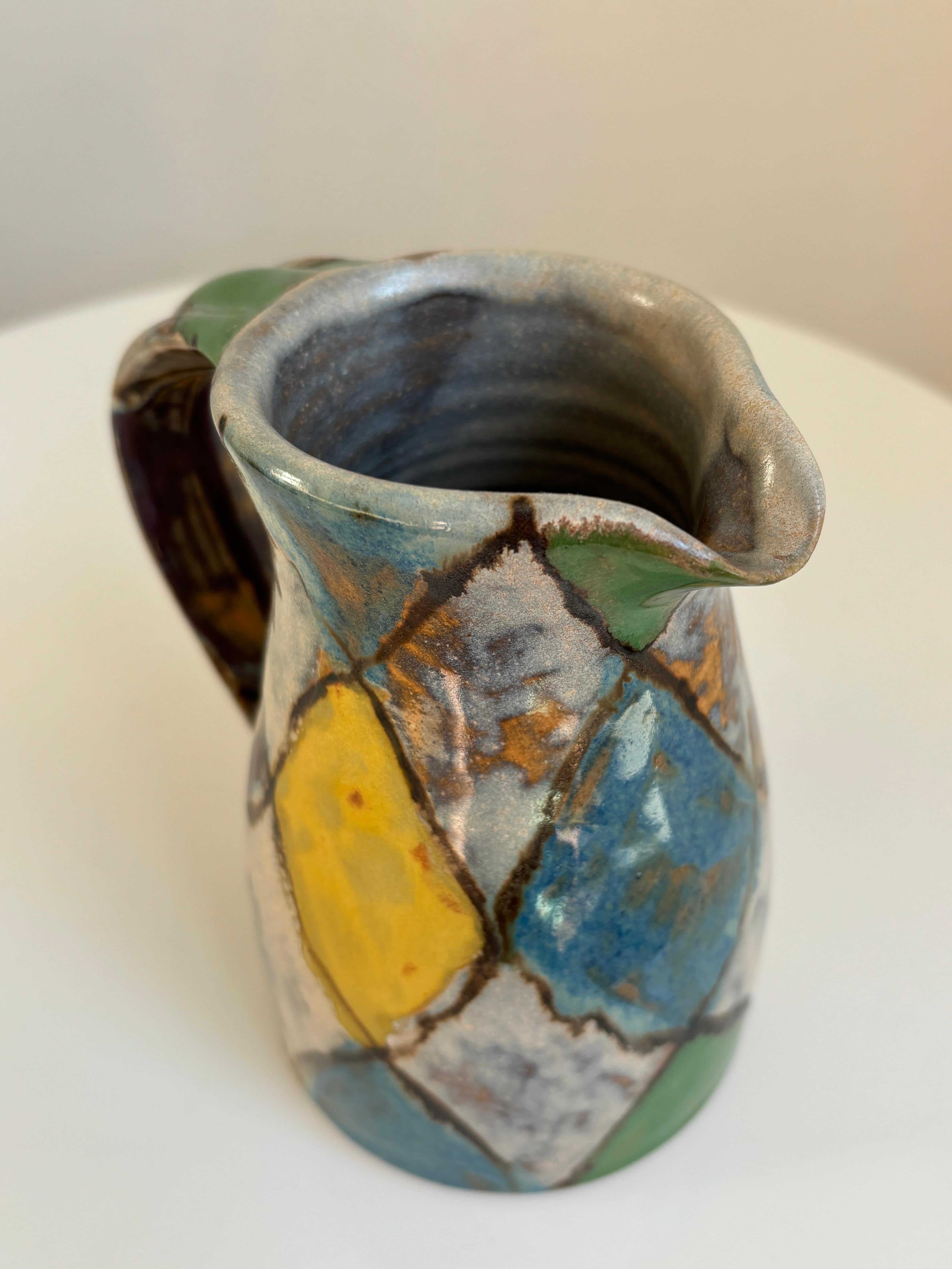 Vintage Mehrfarbige Zirkusdekor Krug Vase, circa 1970er Jahre (Europäisch) im Angebot