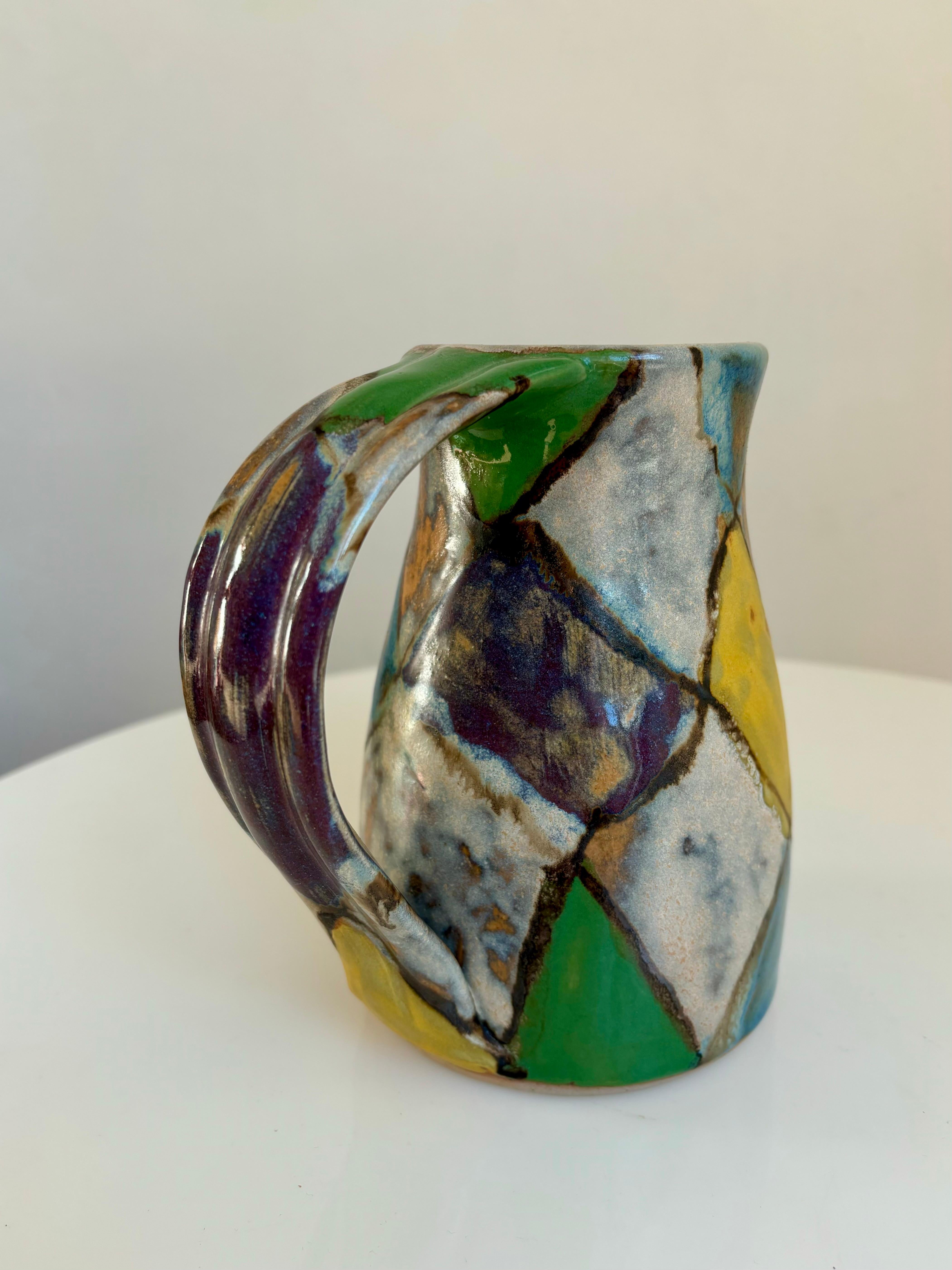 Vintage Mehrfarbige Zirkusdekor Krug Vase, circa 1970er Jahre im Zustand „Gut“ im Angebot in Copenhagen, DK
