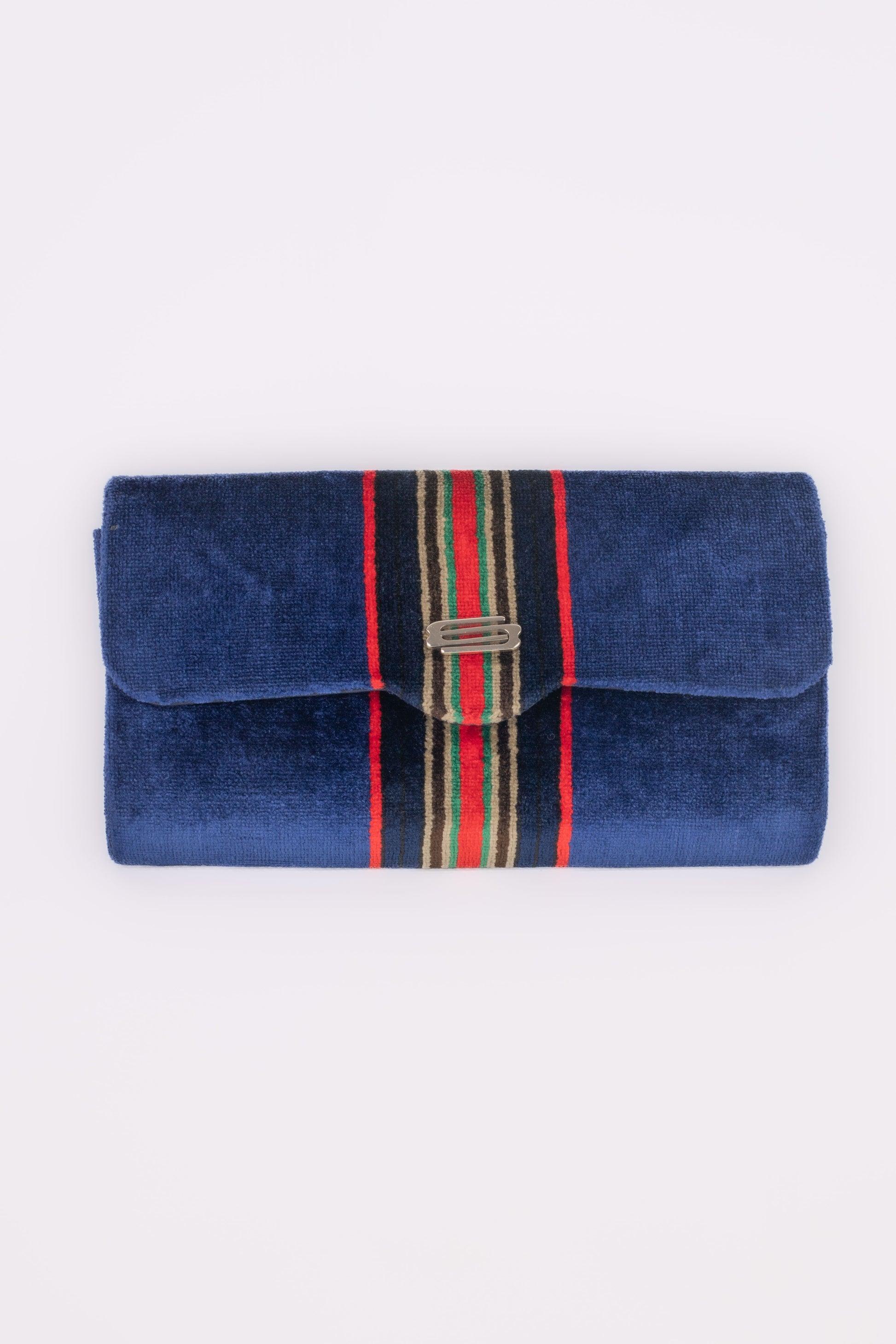 Purple Vintage Multicolored Clutch Bag For Sale