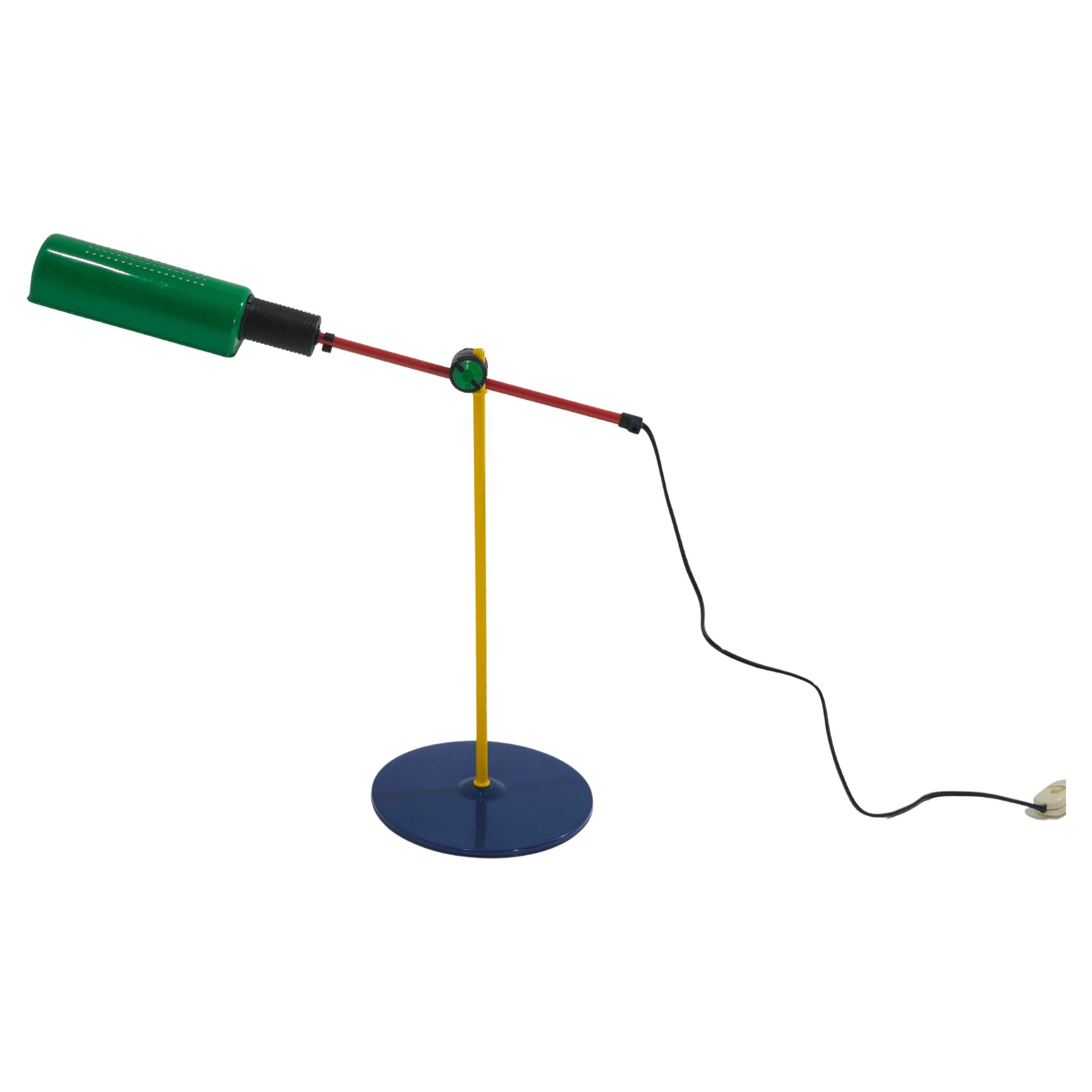 Lampada da tavolo vintage multicolore di Veneta Lumi Design Italia 1980 Mid-Century