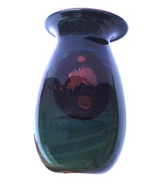 Vintage Multicolored Floral Medallion Glass Vase by Rick Strini