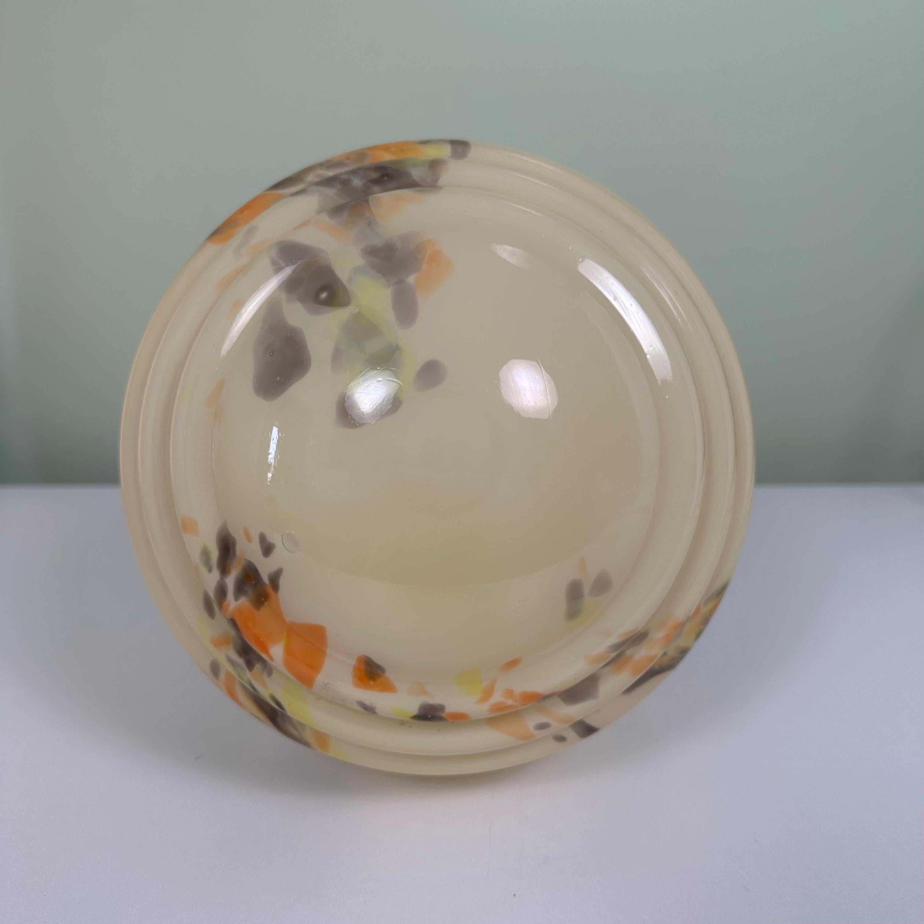 20th Century Vintage Multicolored Midcentury Glass Globe Flush Mount Light