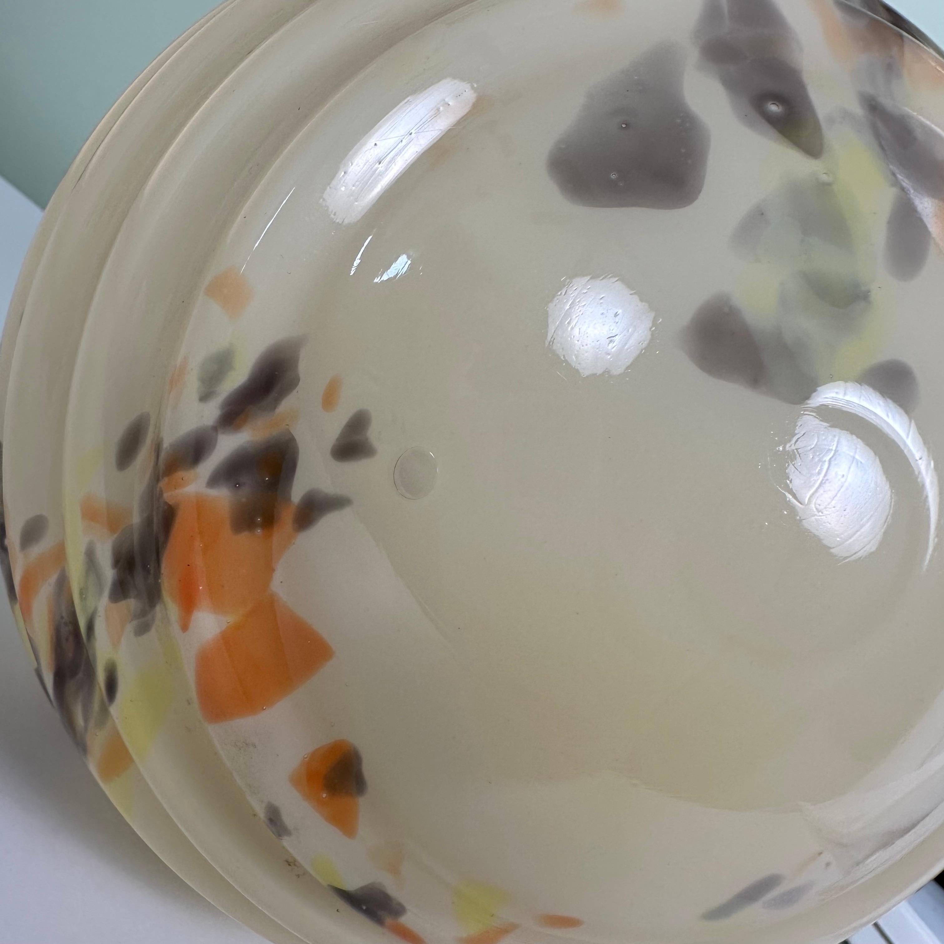 Vintage Multicolored Midcentury Glass Globe Flush Mount Light 1