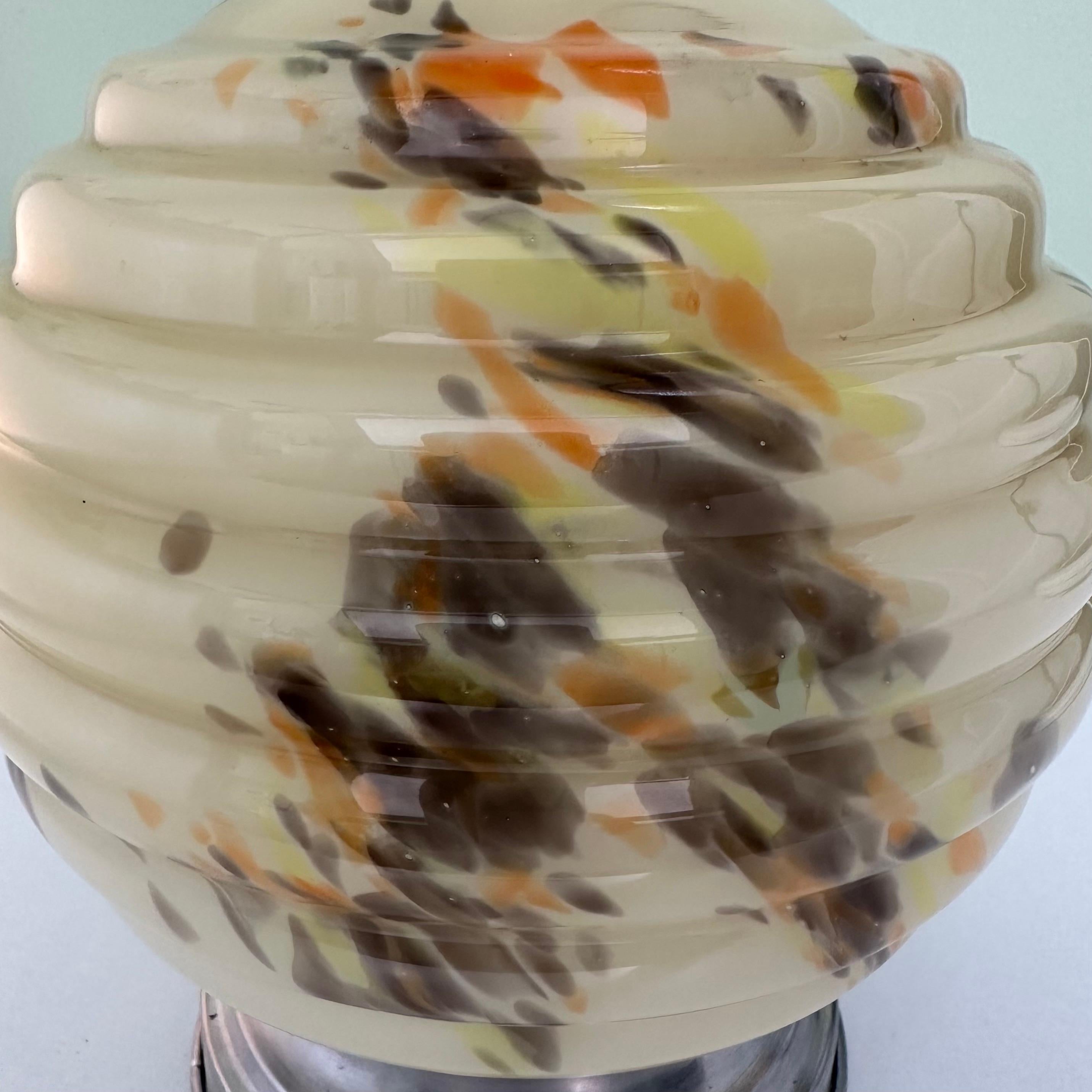 Vintage Multicolored Midcentury Glass Globe Flush Mount Light 2