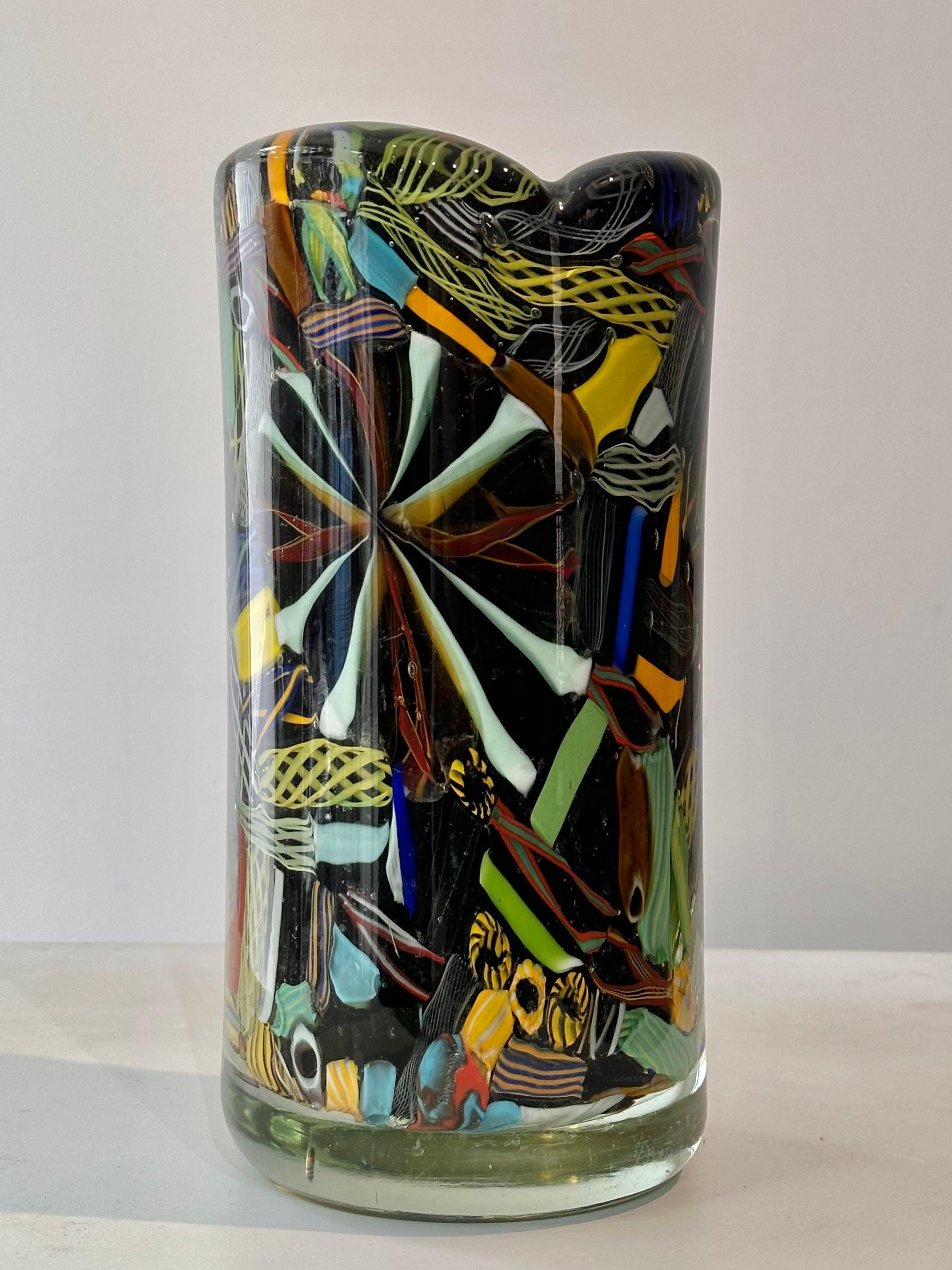 Vintage murano glass in the style of A.V.E.M. This vase is can be categorized as 
