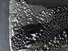 1980s Barbini style Black and White Murano Glass and Murrina Insert Italian Vase