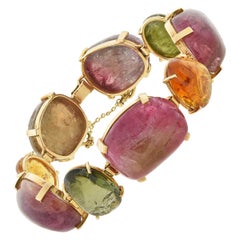 Vintage Multicolored Tourmaline Large Link Maine Bracelet