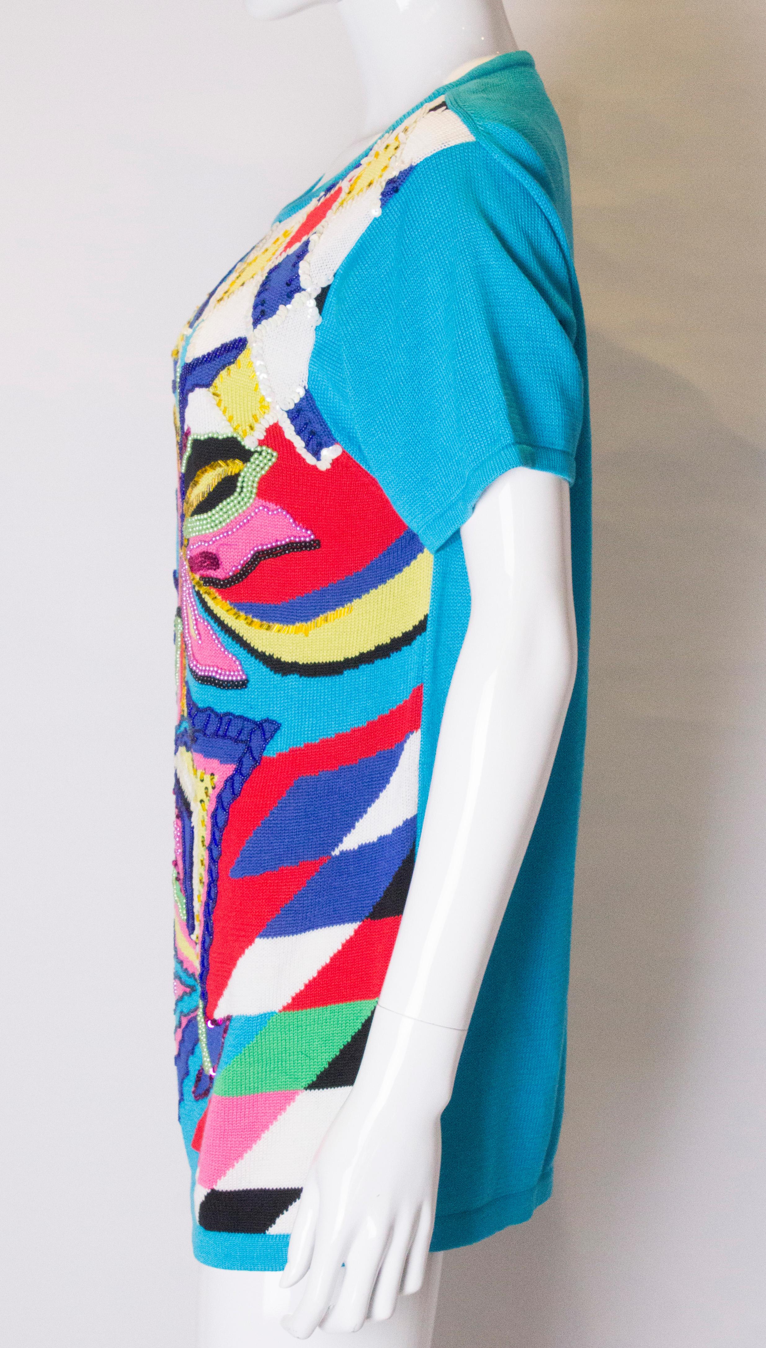Women's Vintage Multicolour Diane Fres Cotton Jumper or Mini Dress