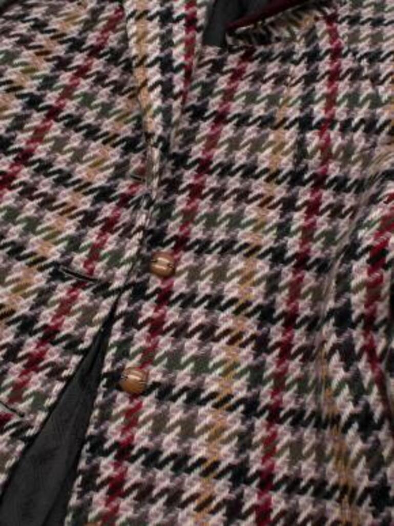 Vintage Multicolour Houndstooth Wool Coat For Sale 3