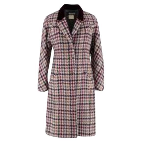 Vintage Multicolour Houndstooth Wool Coat For Sale