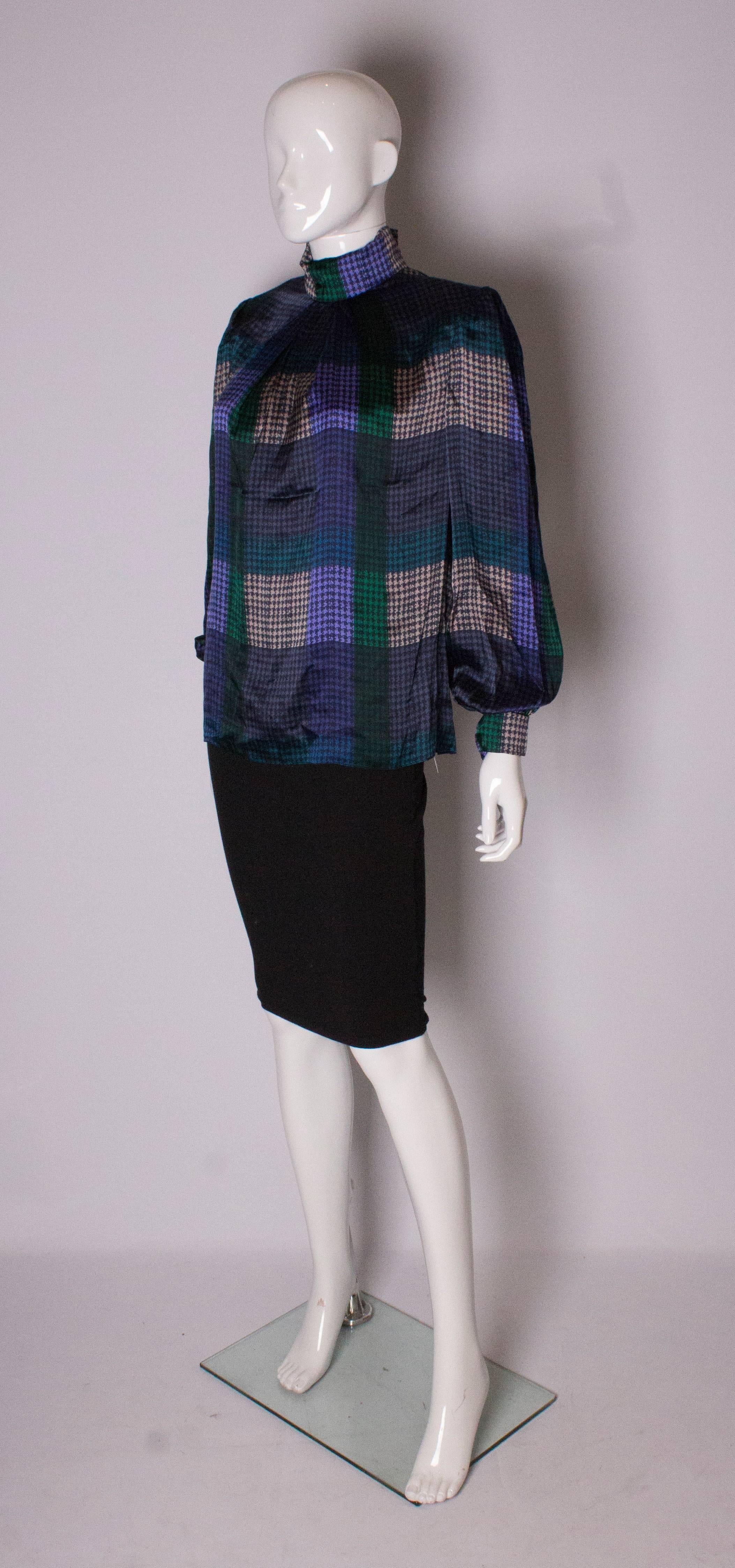 Vintage  Multicolour Silk Blouse by Donald Campbell In Excellent Condition For Sale In London, GB