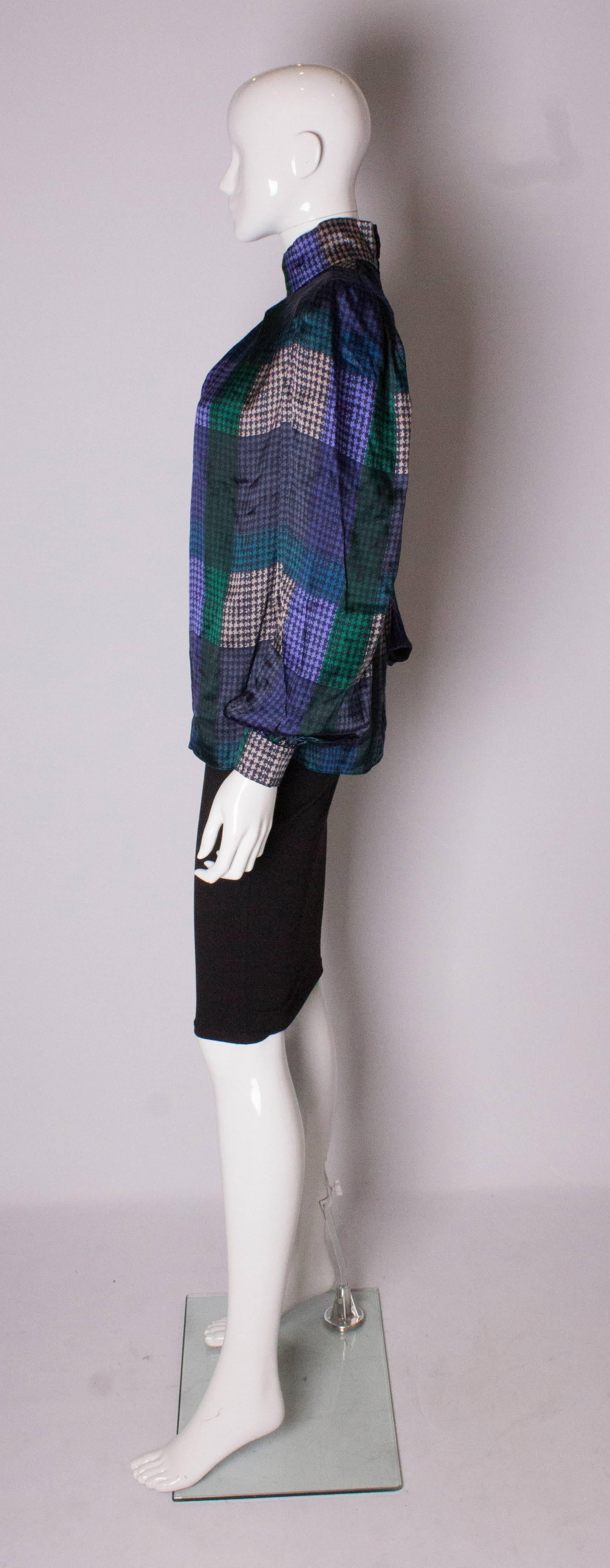 Women's  Vintage  Multicolour Silk Blouse by Donald Campbell For Sale