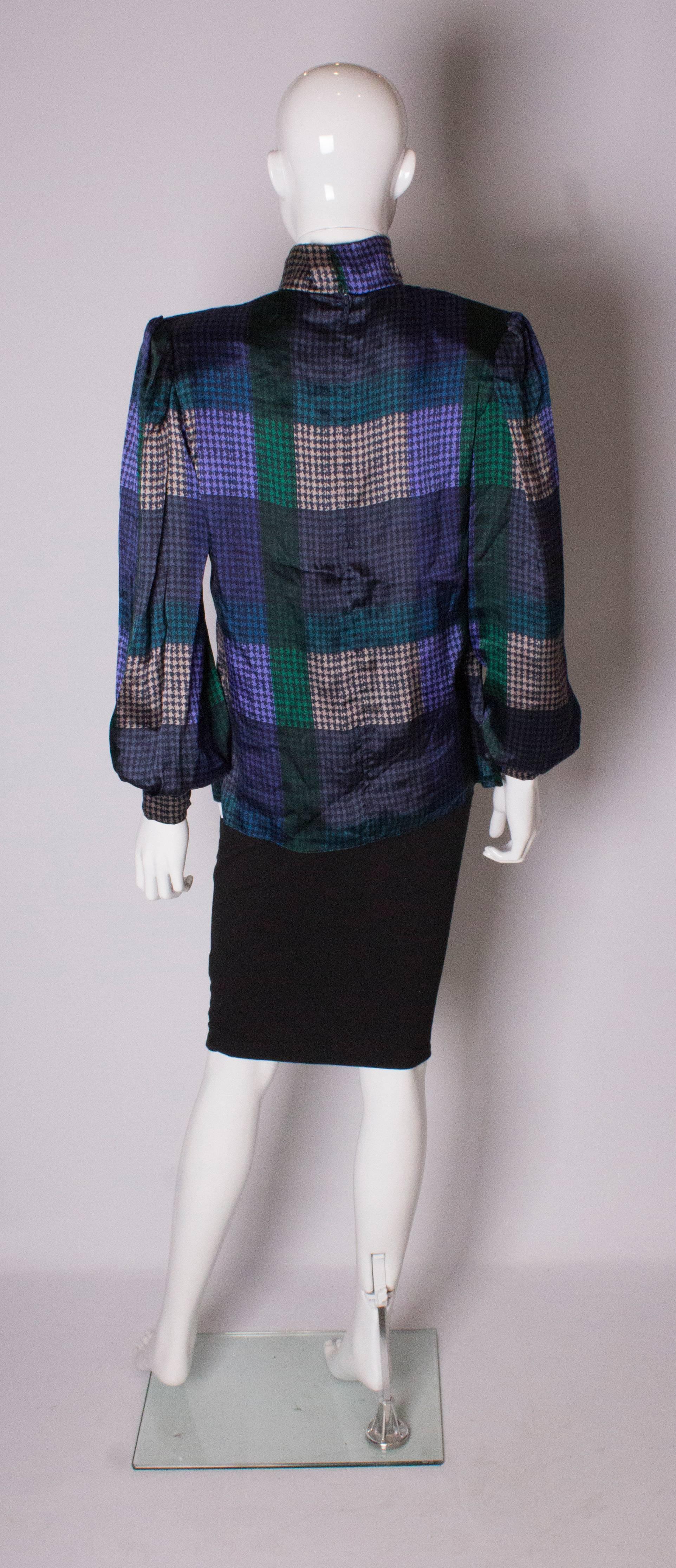  Vintage  Multicolour Silk Blouse by Donald Campbell For Sale 1