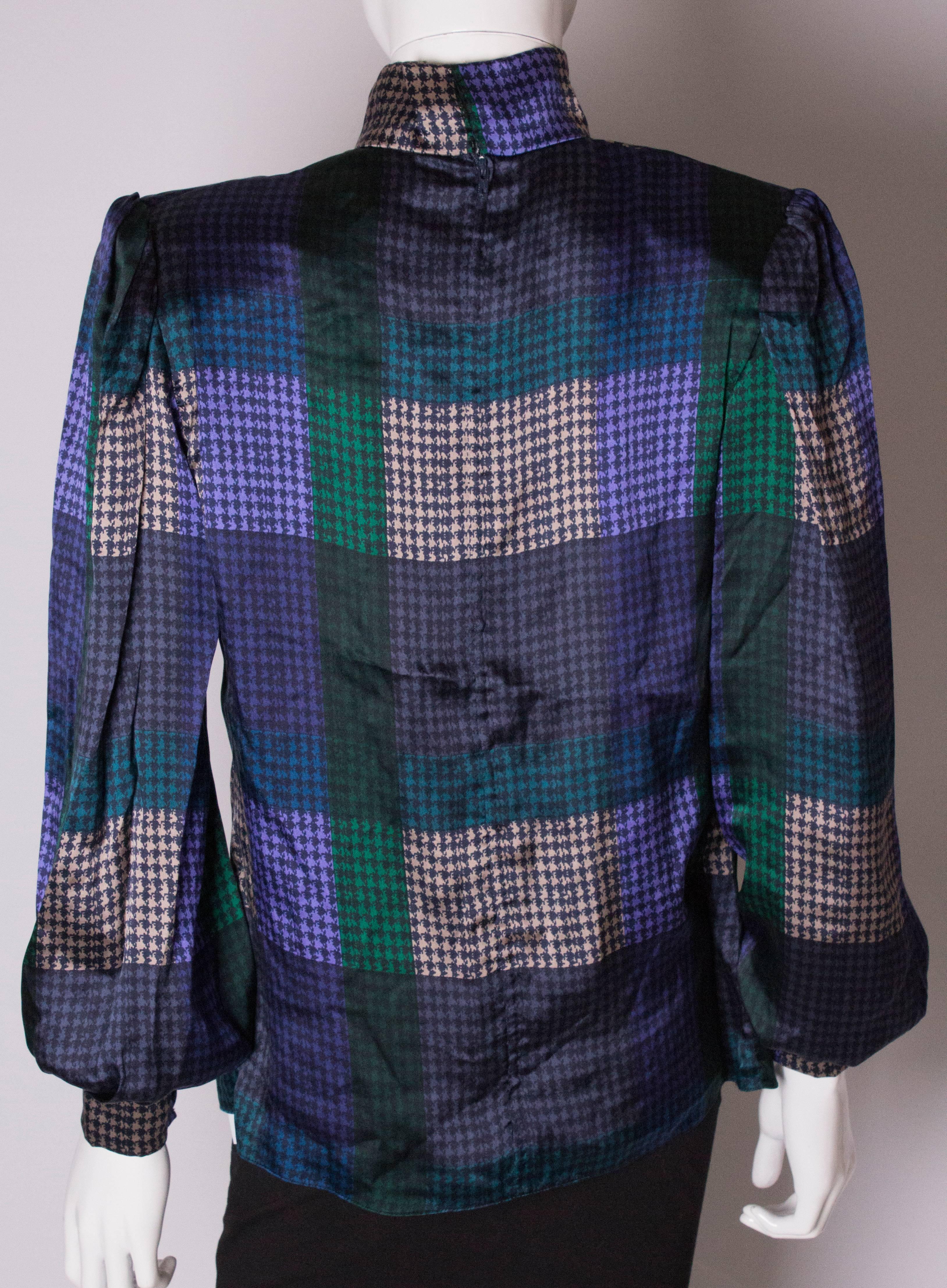  Vintage  Multicolour Silk Blouse by Donald Campbell For Sale 3