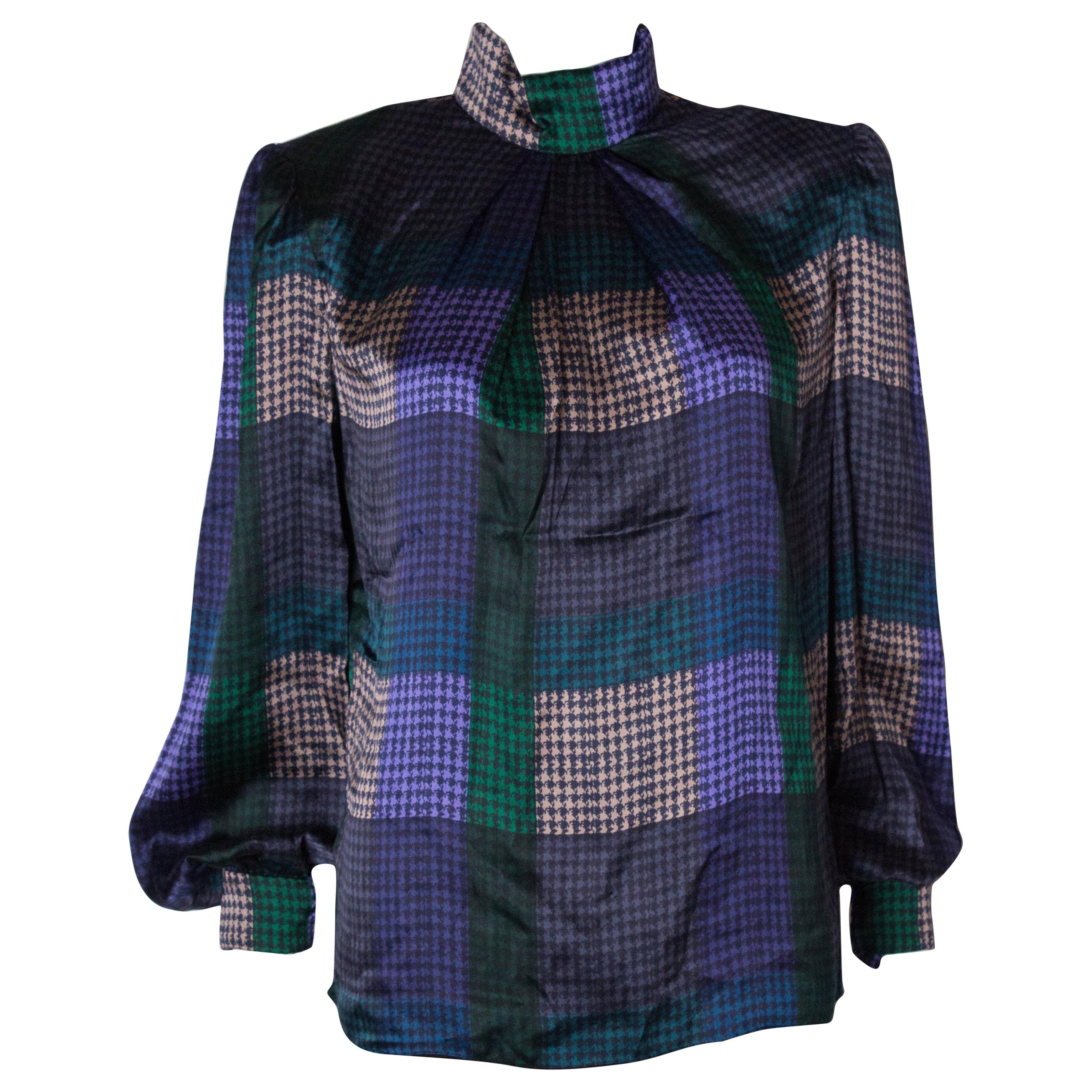  Vintage  Multicolour Silk Blouse by Donald Campbell For Sale
