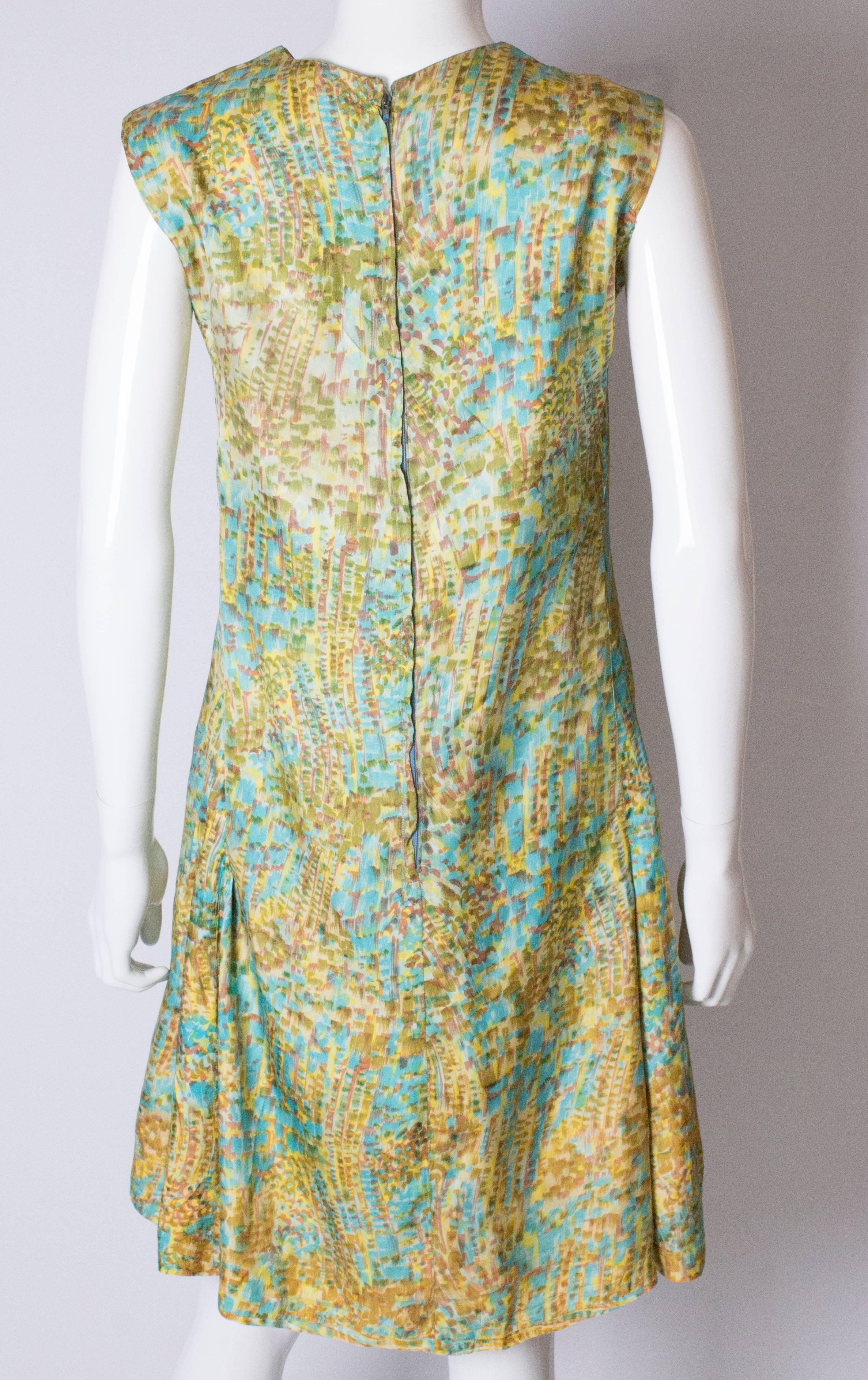Women's Vintage Multicolour Silk Shift Dress For Sale