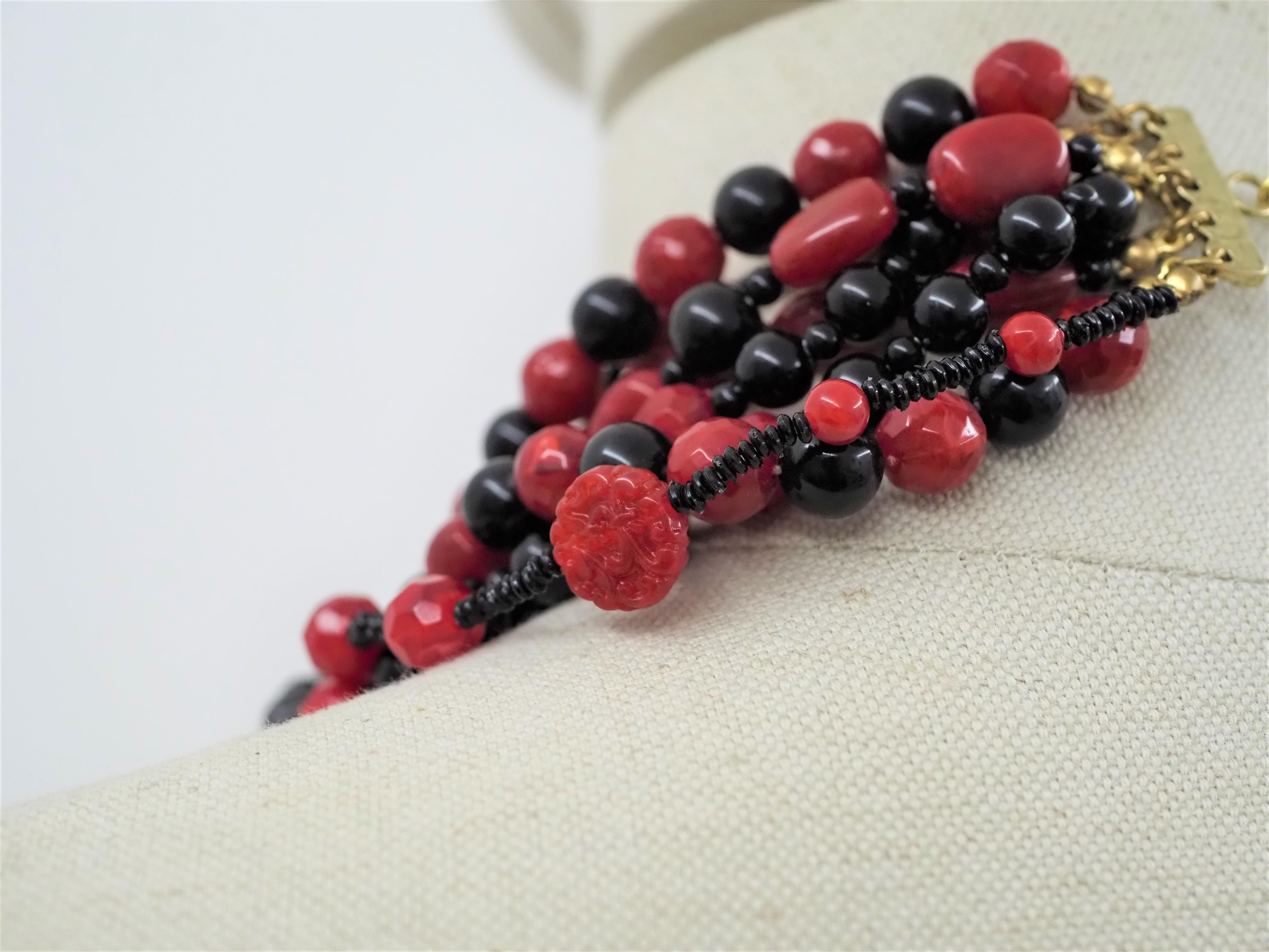 Vintage mehrfarbige Perlen heiliges Herz Halskette im Angebot 2