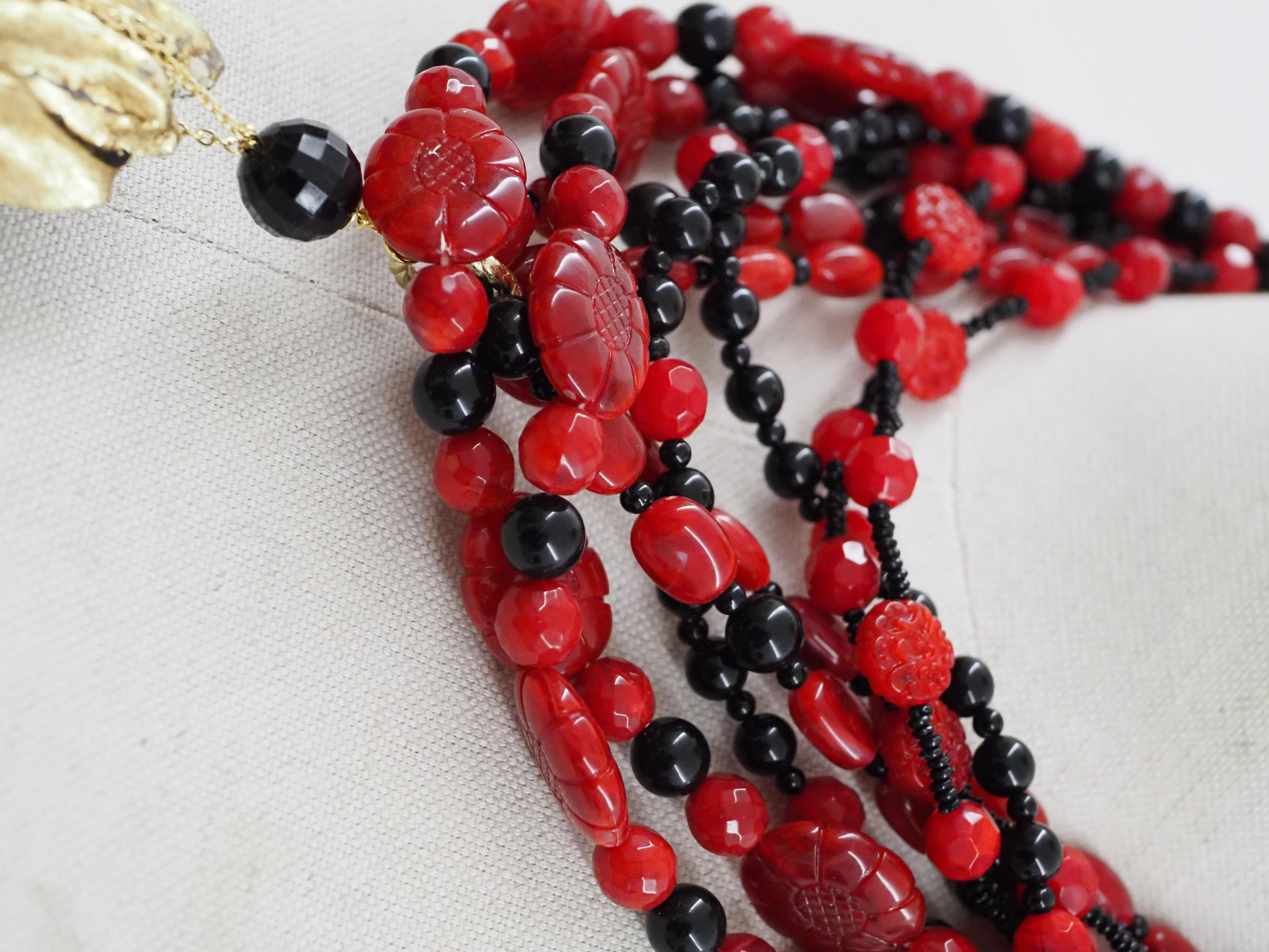 Vintage mehrfarbige Perlen heiliges Herz Halskette im Angebot 5