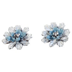 Vintage multicoloured flowers clip-on earrings