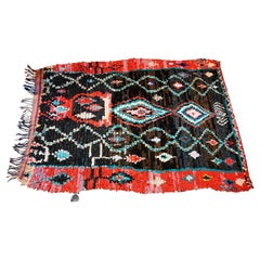 Retro Multicoloured Hand Knotted Moroccan Berber Boucherouite Rug