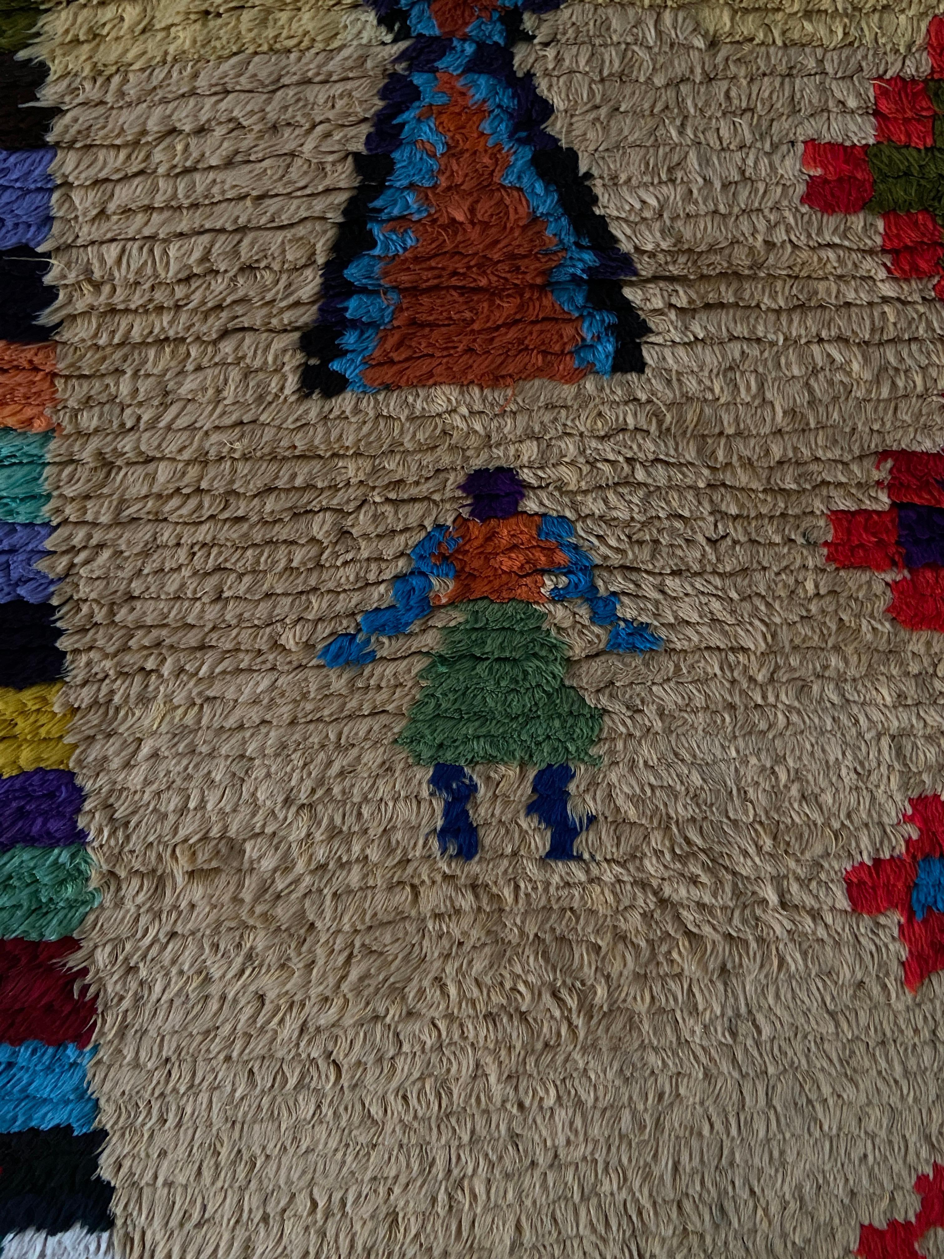 Vintage Multicoloured Middle Atlas Rug with Playful Details, Morocco In Good Condition For Sale In Copenhagen K, DK