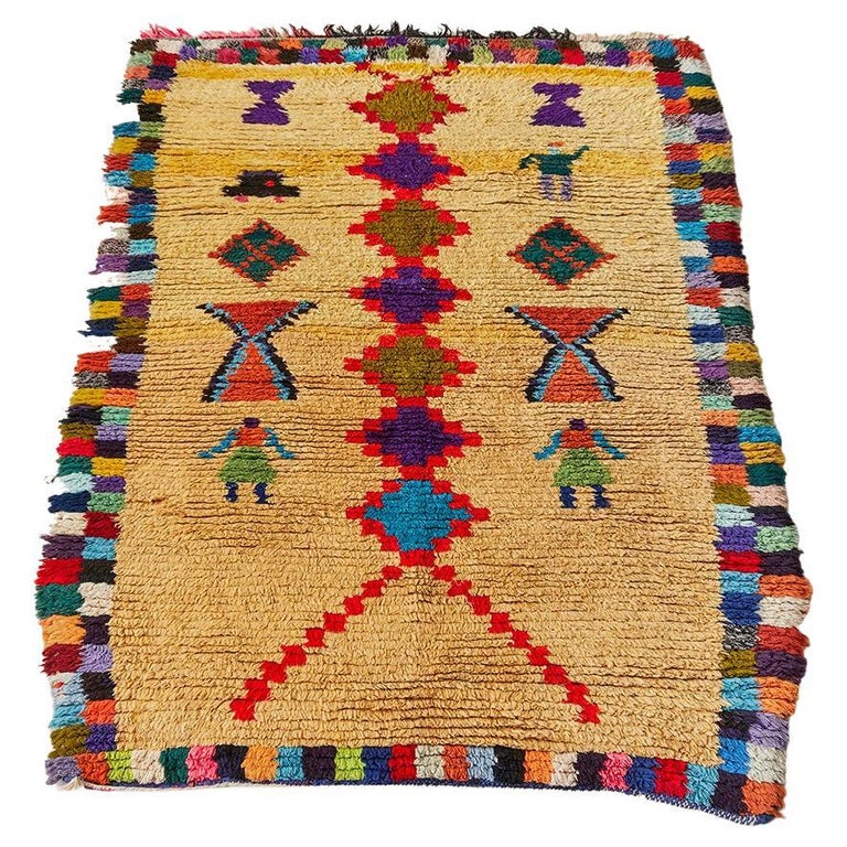 Vintage Multicoloured Middle Atlas Rug with Playful Details, Morocco ...