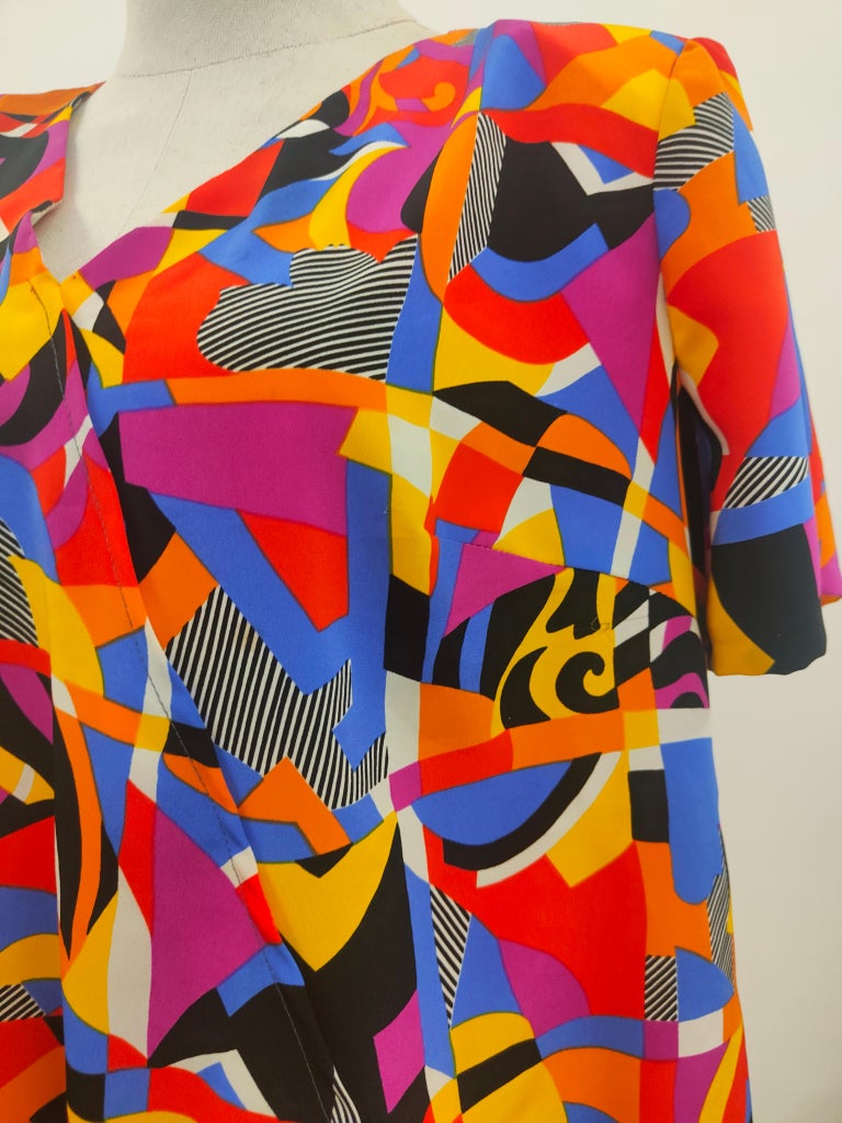Multicoloured Vintage multicoloured silk shirt For Sale at 1stDibs