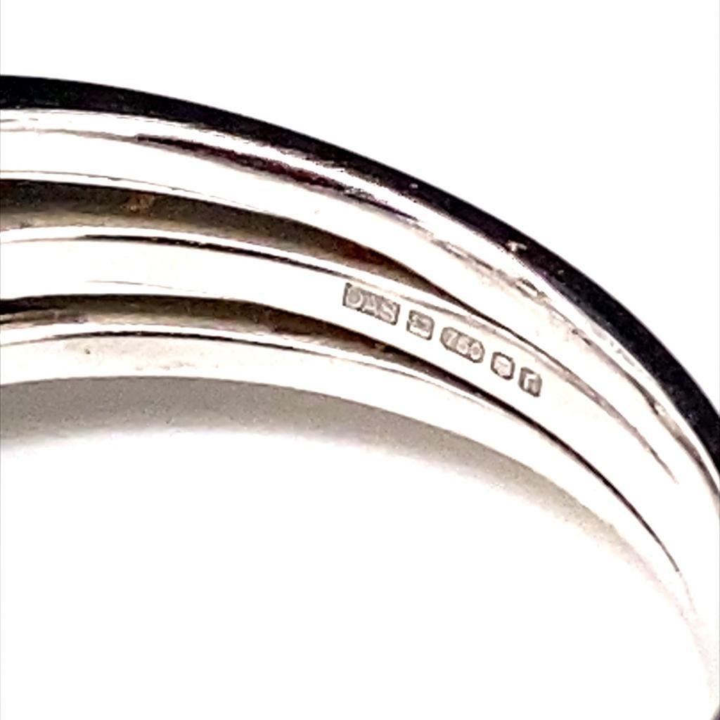 Modern Vintage Multigem and Diamond Set Ring 18 Karat White Gold