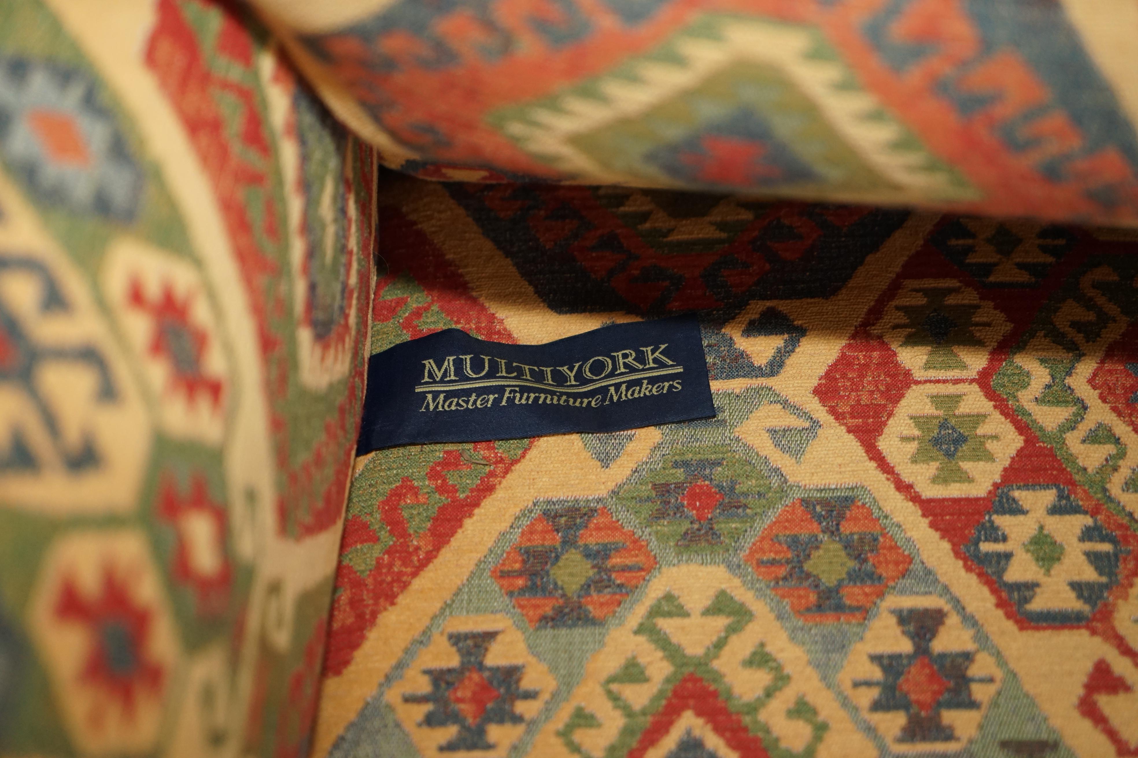 Vintage Multiyork Kilim Upholstered Howard & Son's Style Armchair & Sofa Suite 4