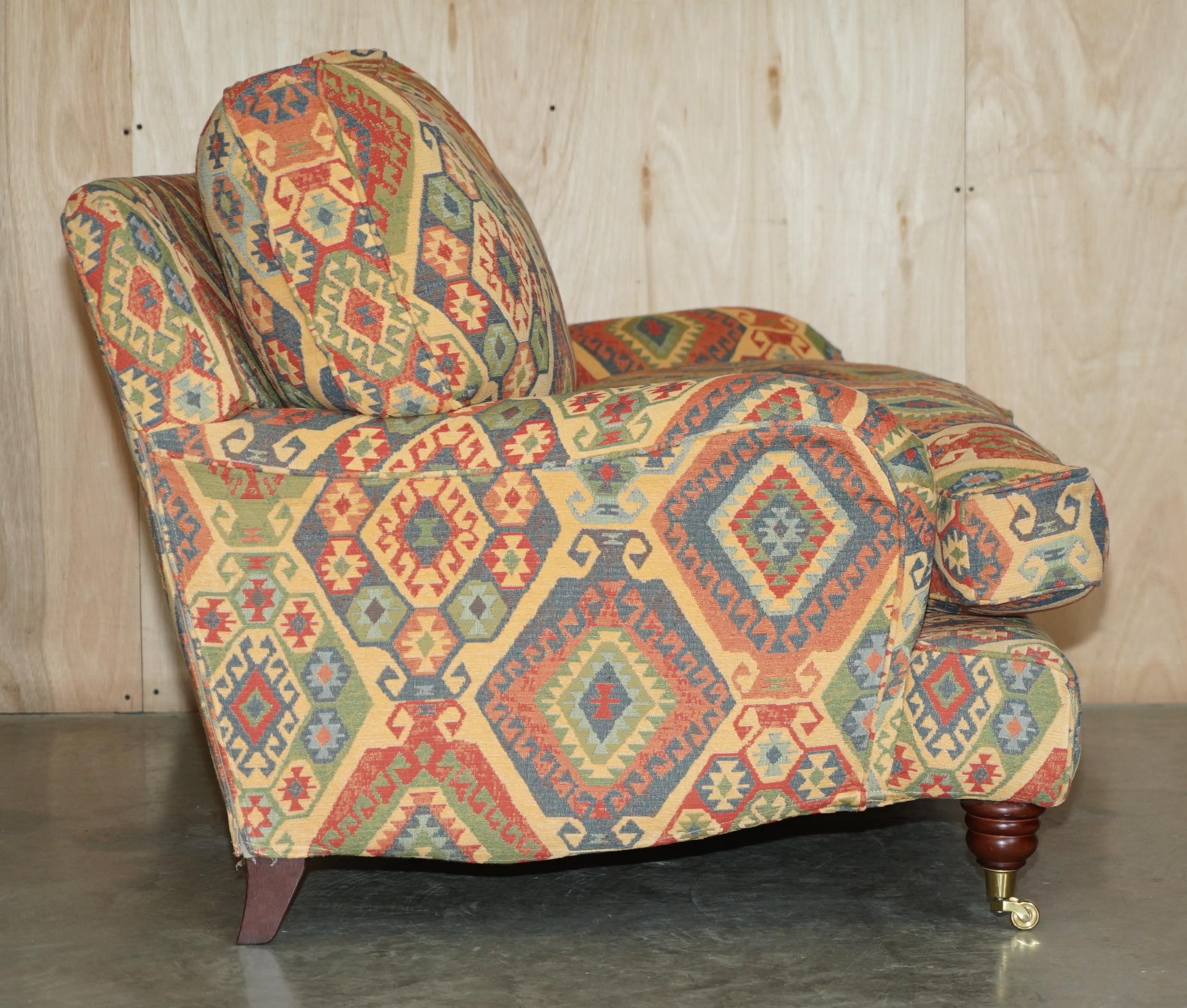 Vintage Multiyork Kilim Upholstered Howard & Son's Style Armchair & Sofa Suite 5