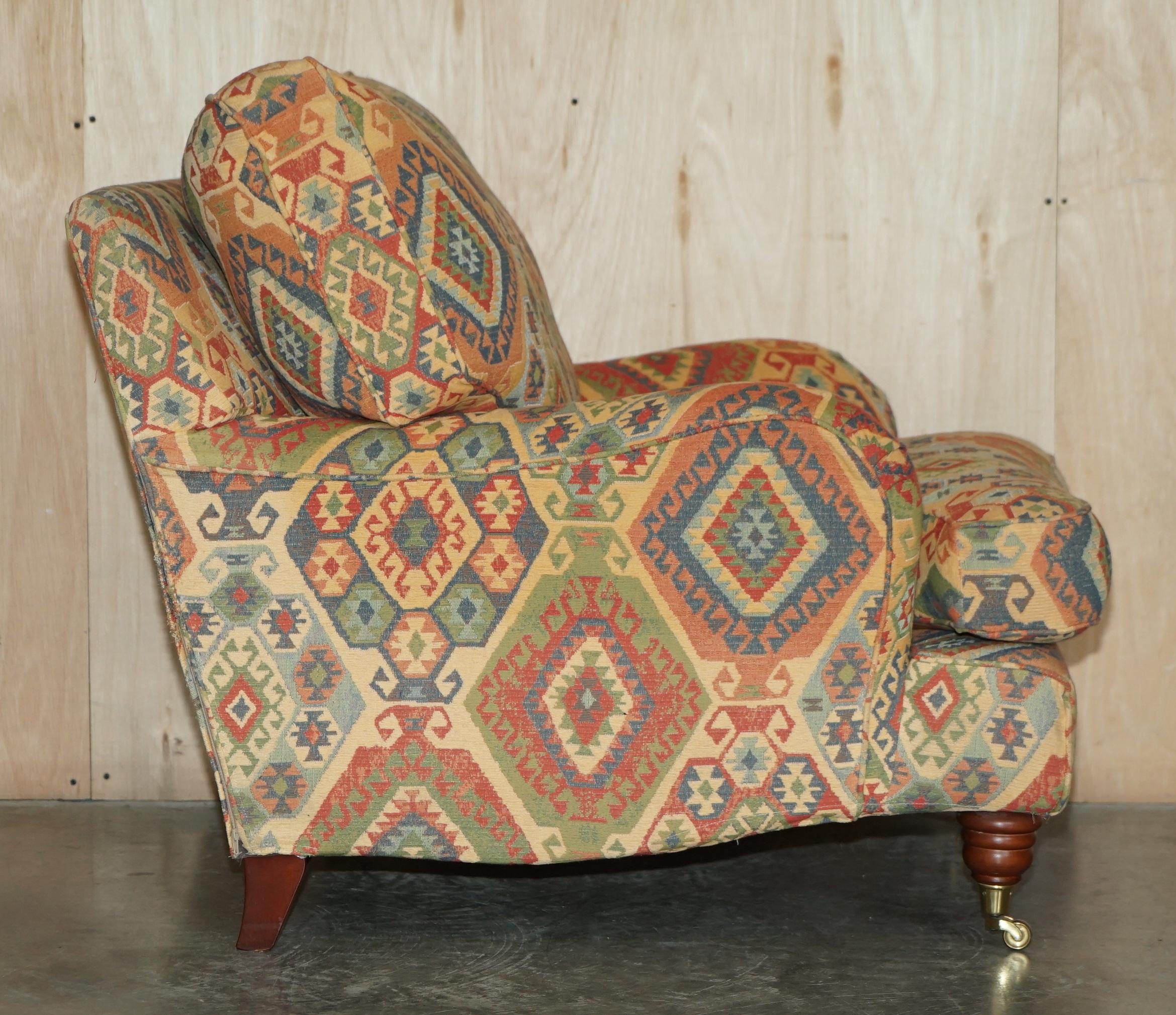 Vintage Multiyork Kilim Upholstered Howard & Son's Style Armchair & Sofa Suite 10