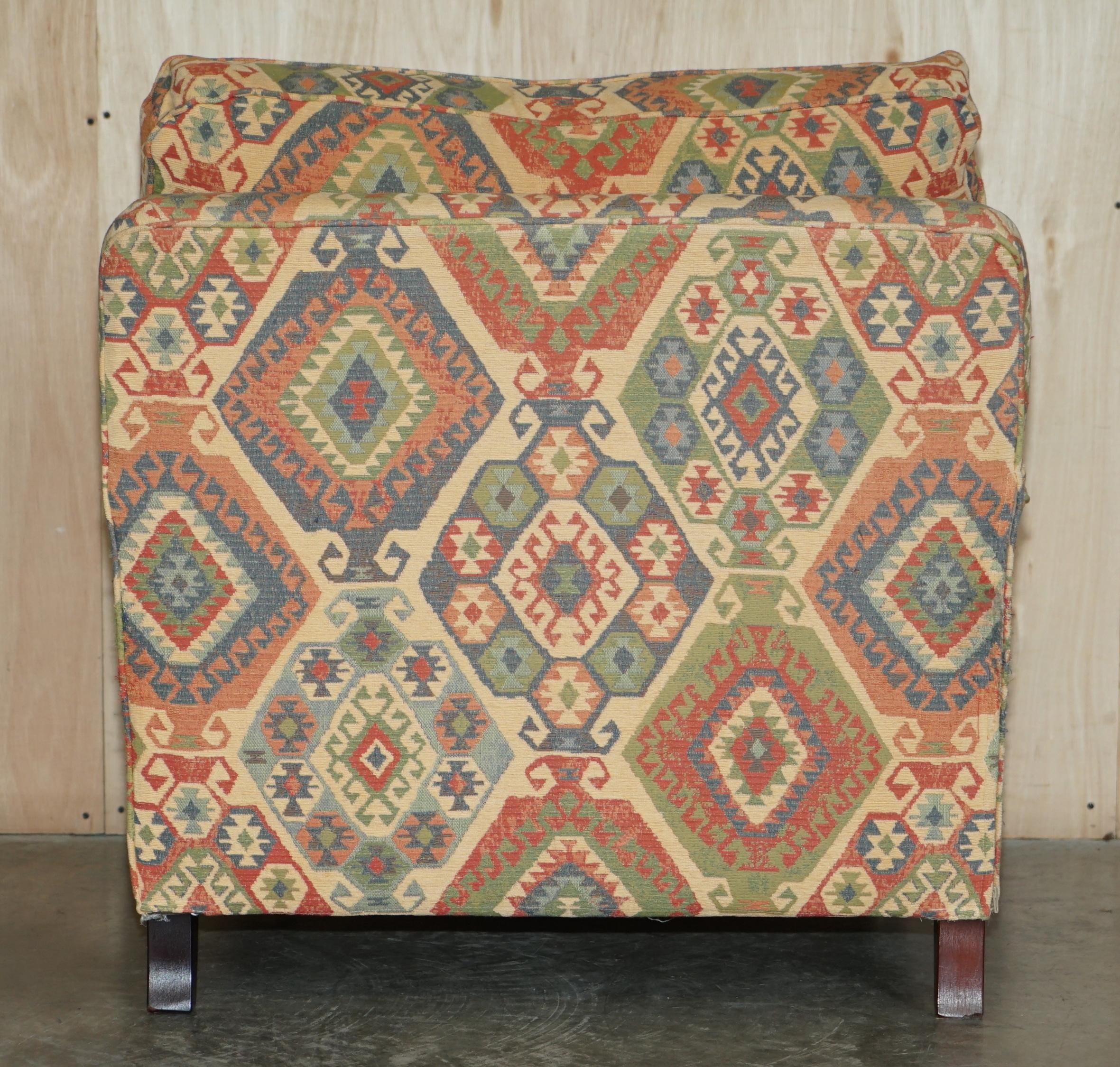 Vintage Multiyork Kilim Upholstered Howard & Son's Style Armchair & Sofa Suite 11
