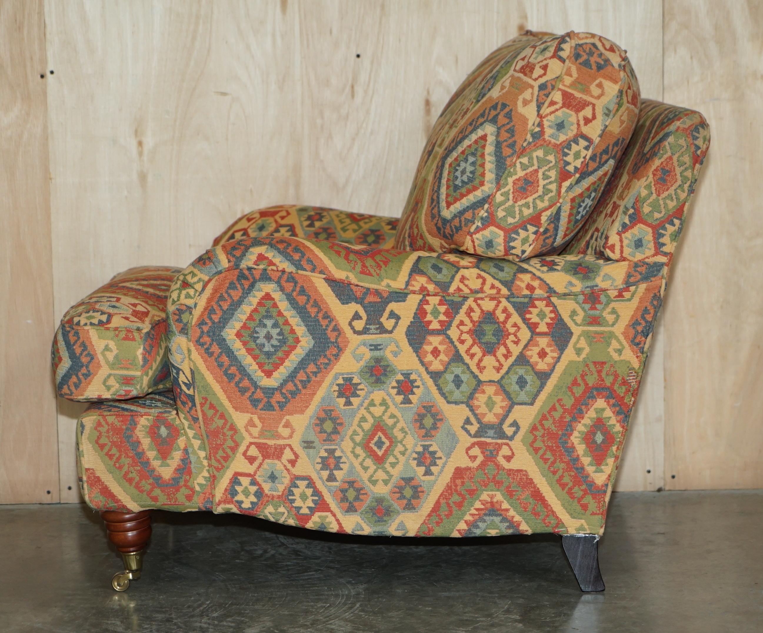 Vintage Multiyork Kilim Upholstered Howard & Son's Style Armchair & Sofa Suite 14