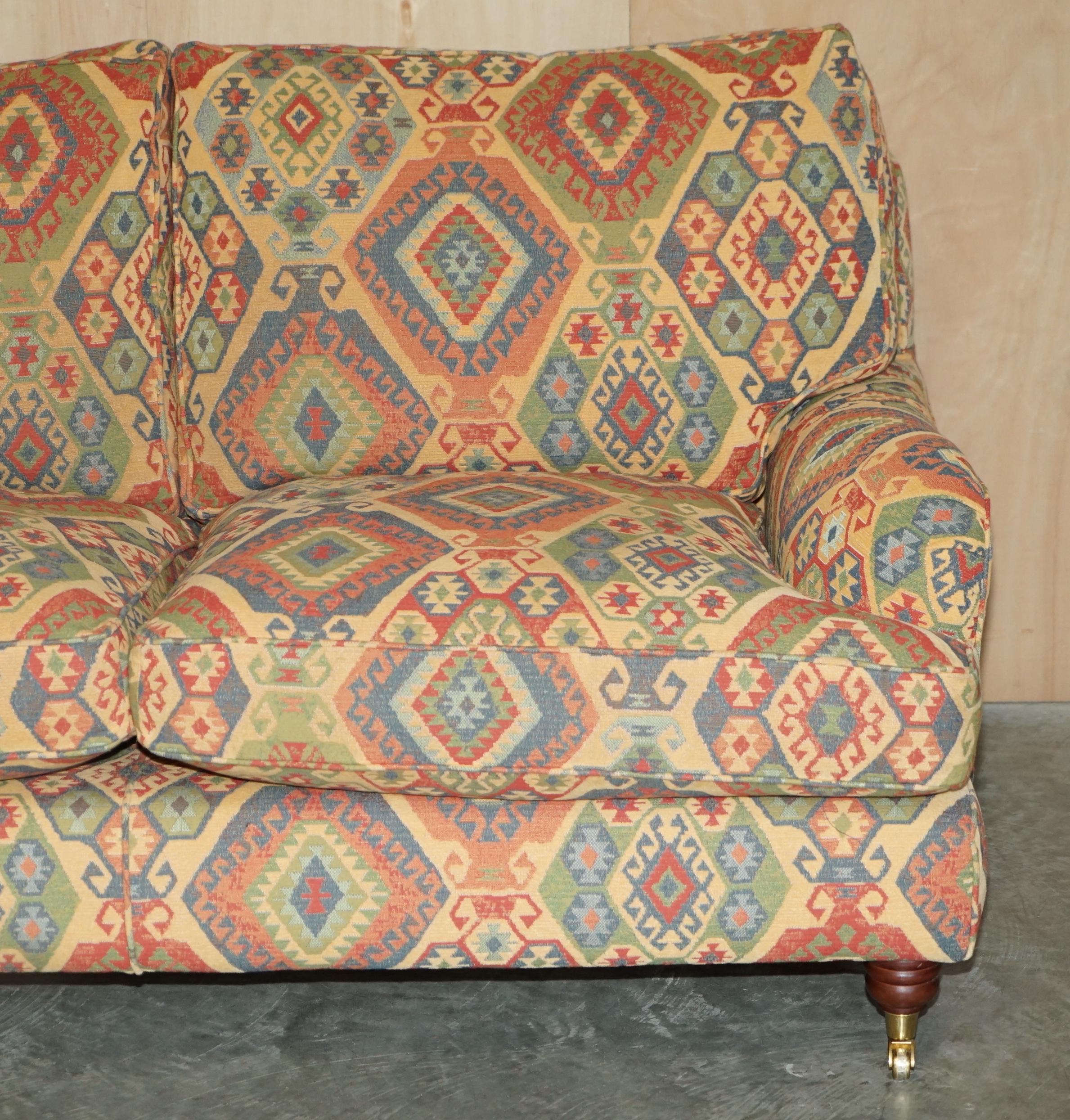 20th Century Vintage Multiyork Kilim Upholstered Howard & Son's Style Armchair & Sofa Suite