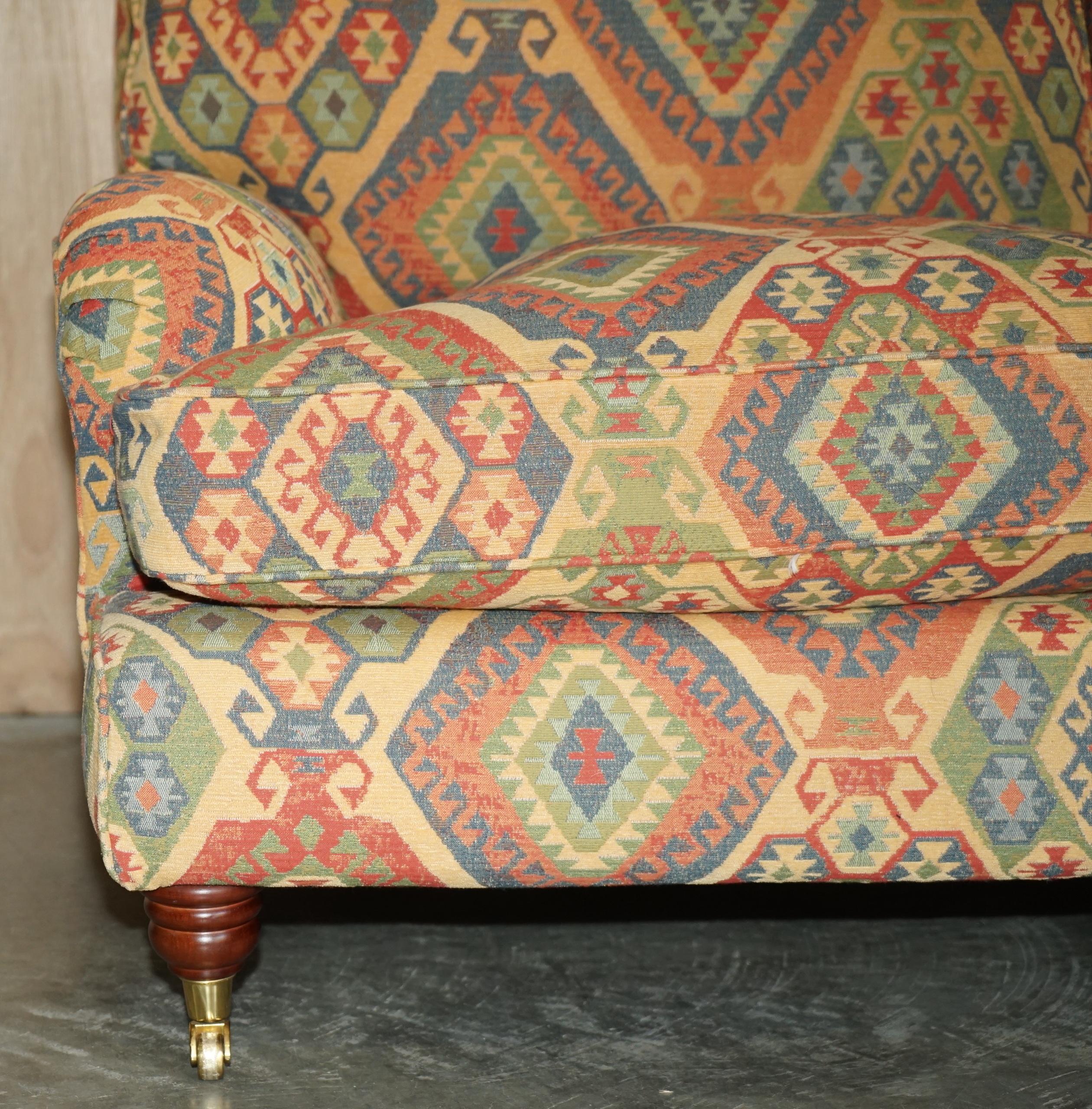 Upholstery Vintage Multiyork Kilim Upholstered Howard & Son's Style Armchair & Sofa Suite