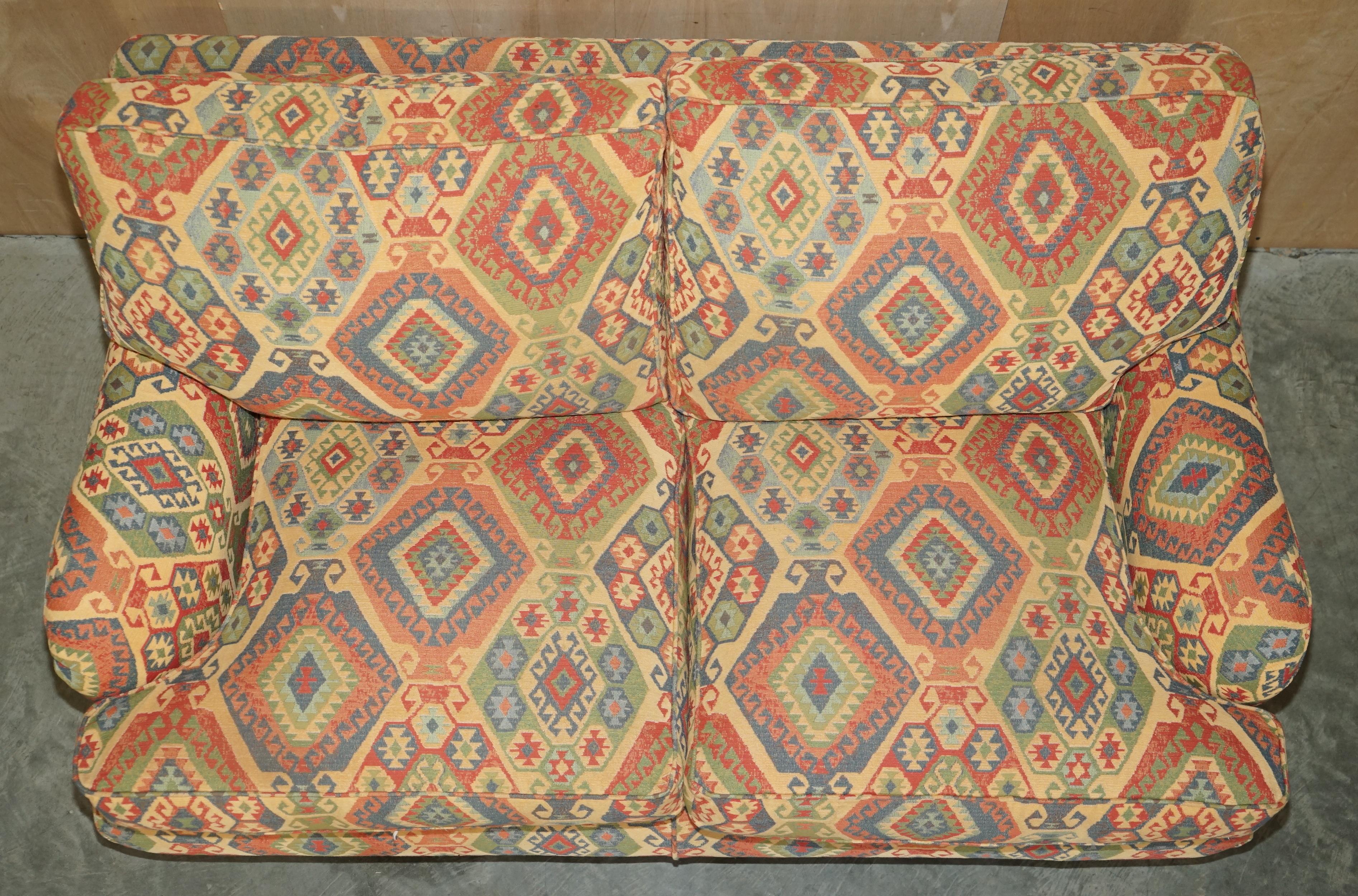 Vintage Multiyork Kilim Upholstered Howard & Son's Style Armchair & Sofa Suite 2
