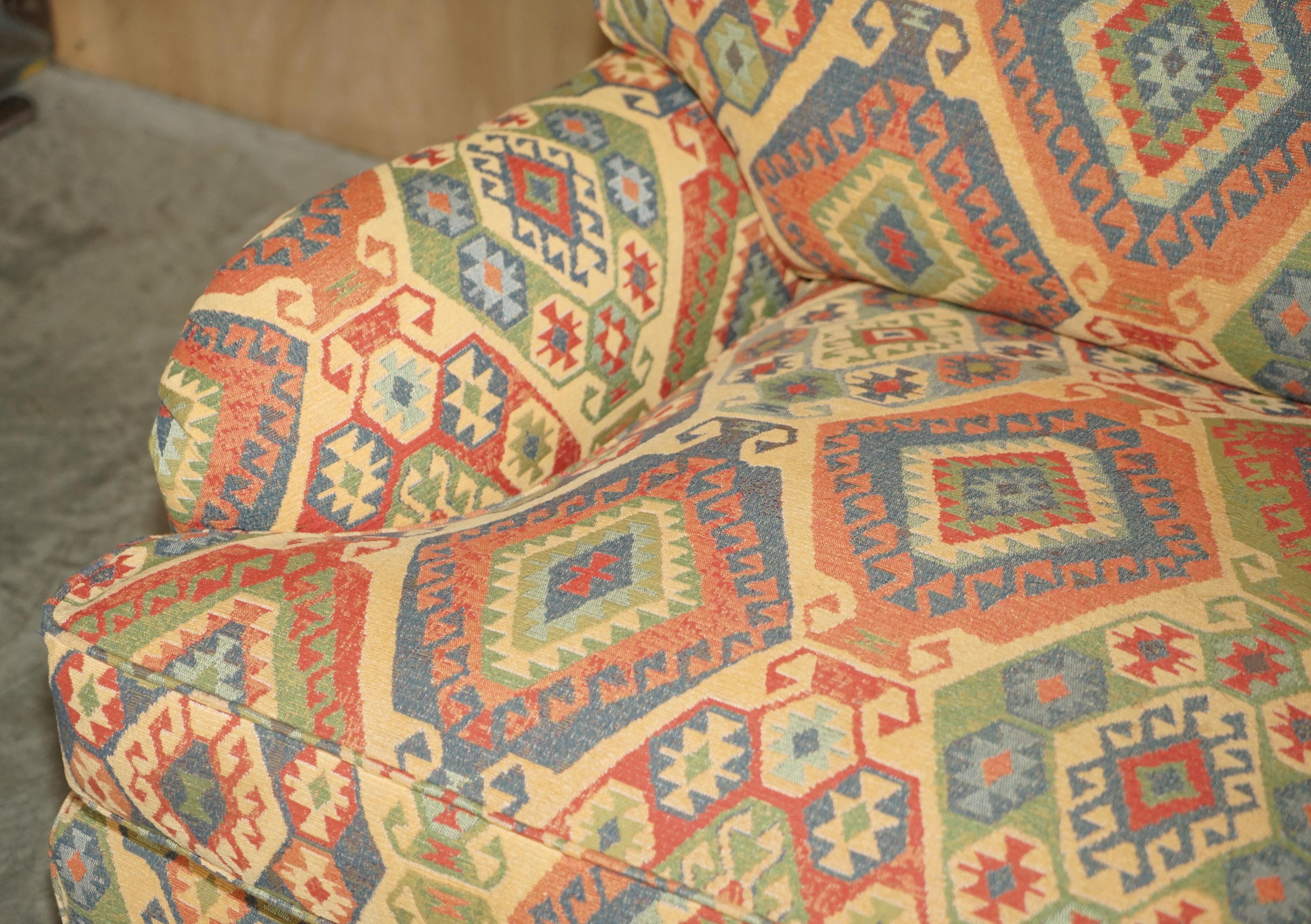Vintage Multiyork Kilim Upholstered Howard & Son's Style Armchair & Sofa Suite 3