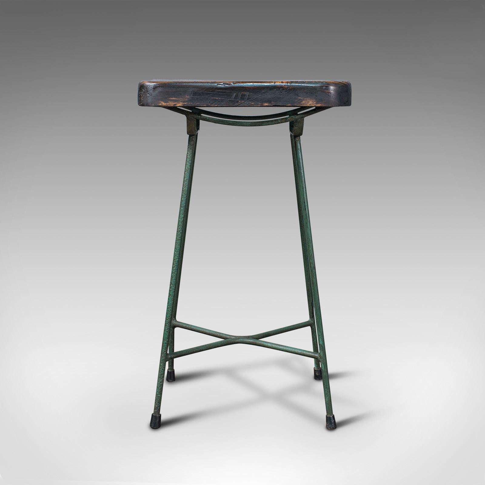 British Vintage Munitions Factory Stool, English, Pine, Industrial Taste, Lab Seat, 1940 For Sale