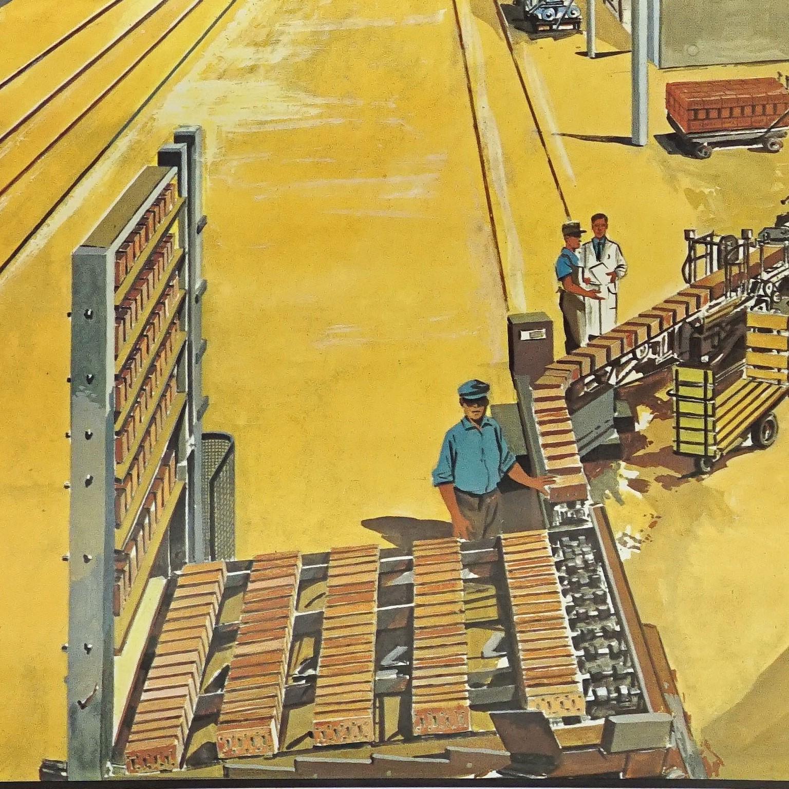 Fototapete Industrieanlage Rollbare Wandtafel Blick in eine Ziegelei Fabrik im Zustand „Gut“ im Angebot in Berghuelen, DE