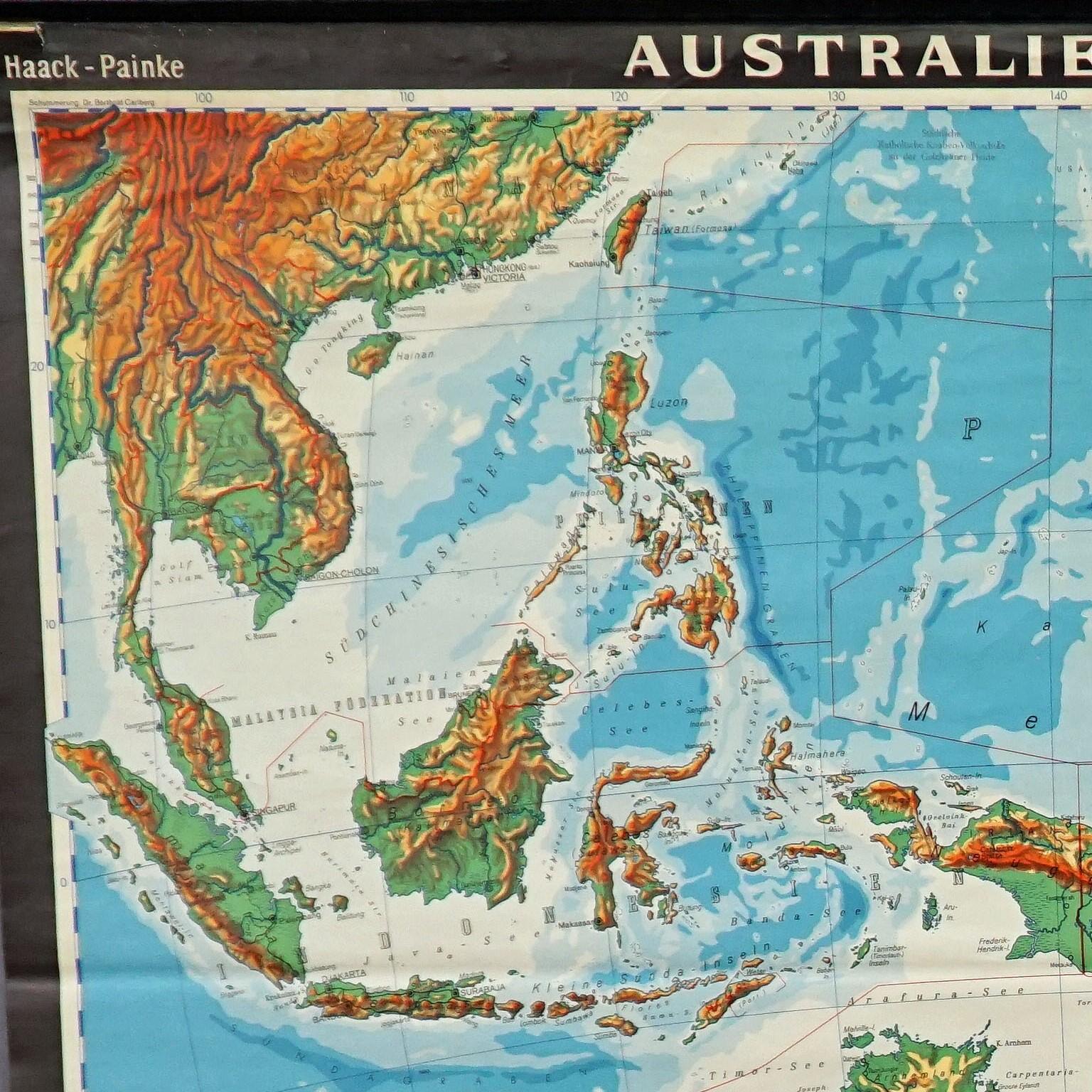 Rollbare Wandkarte, Australien, Neuseeland, Indonesien im Zustand „Gut“ im Angebot in Berghuelen, DE