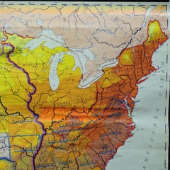 Vintage Mural Map United States Development in the 19th and 20th centuries