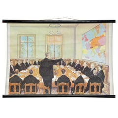 Vintage Mural Wall Chart Treaty of Locarno Weimar Republic End of World War I