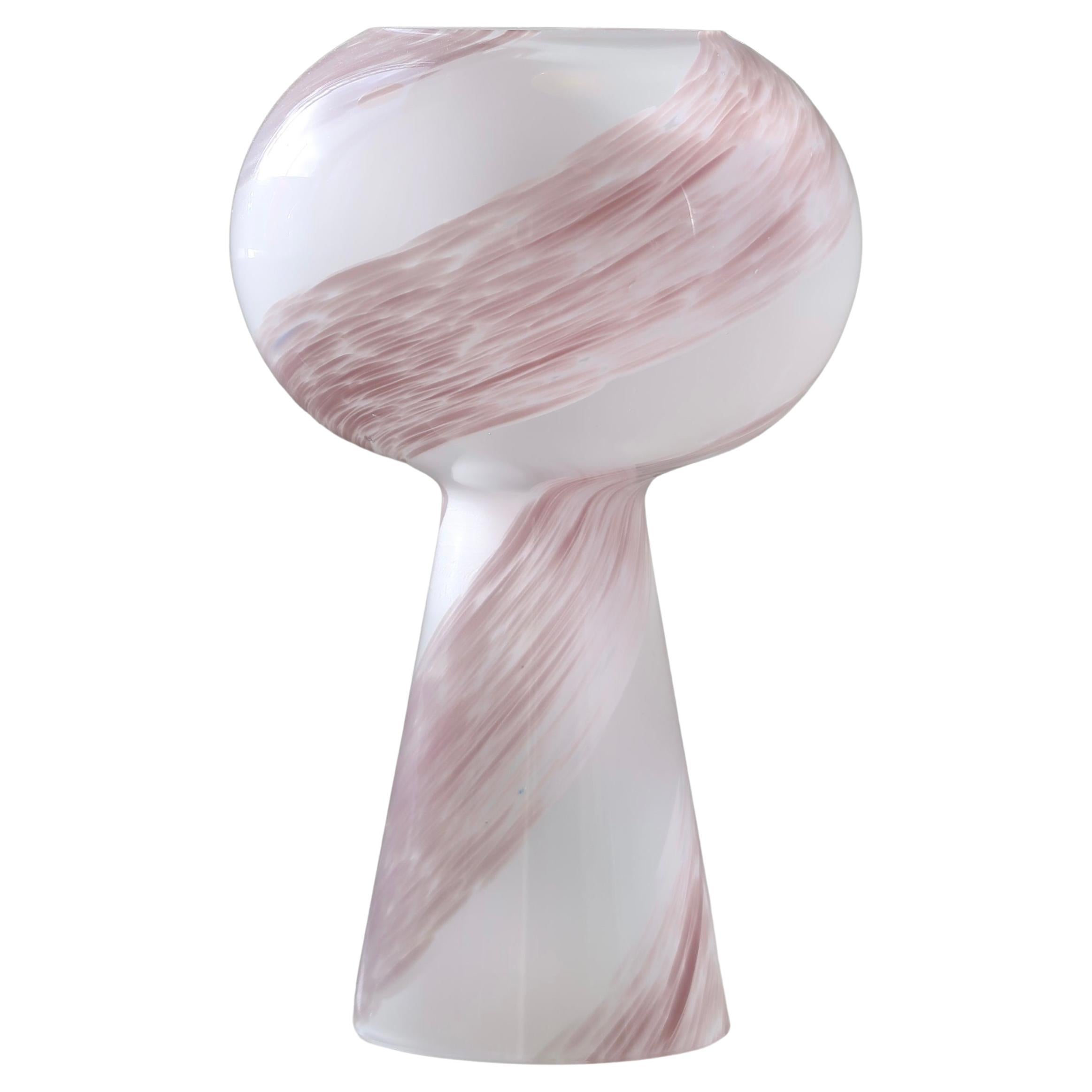Vintage Murano 1970s Rose Pink Swirl Rare Shaped Table Lamp