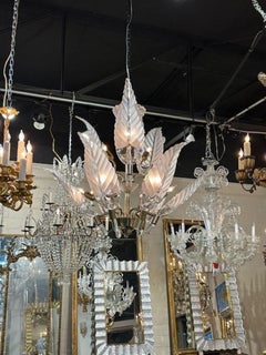 Vintage Murano 2-Tier Leaf Chandelier
