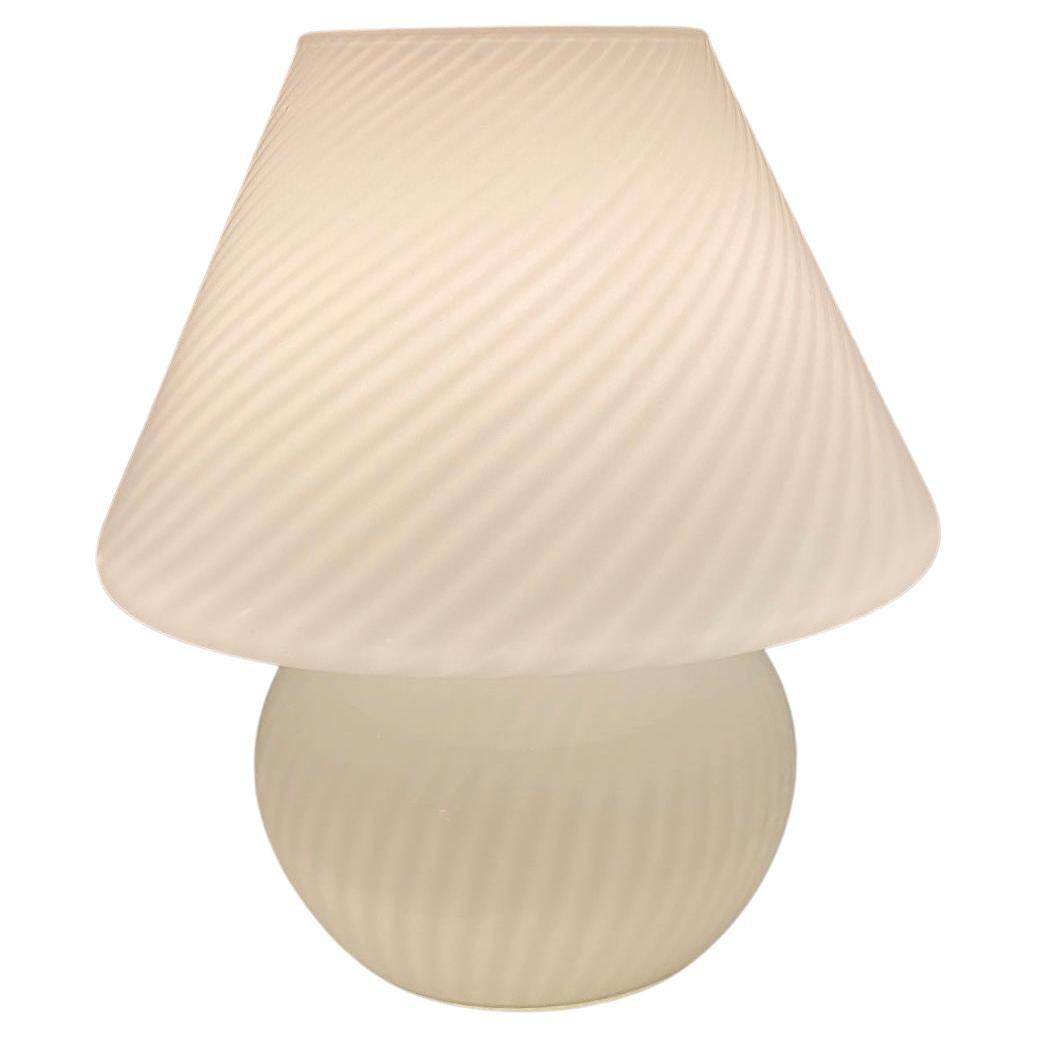 Vintage Murano 1970s Baby Mushroom White Swirl Table Lamp 