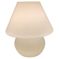 Vintage Murano 70s baby mushroom white swirl table lamp 