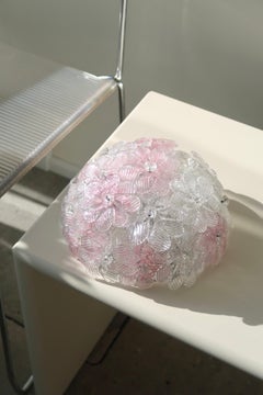 Vintage Murano 1970s Italian Flower Ceiling Lamp Flush Mount Plafond