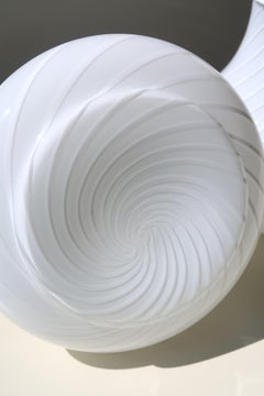 Vintage Murano 70s Mouth Blown White Swirl Glass Table Lamp Base